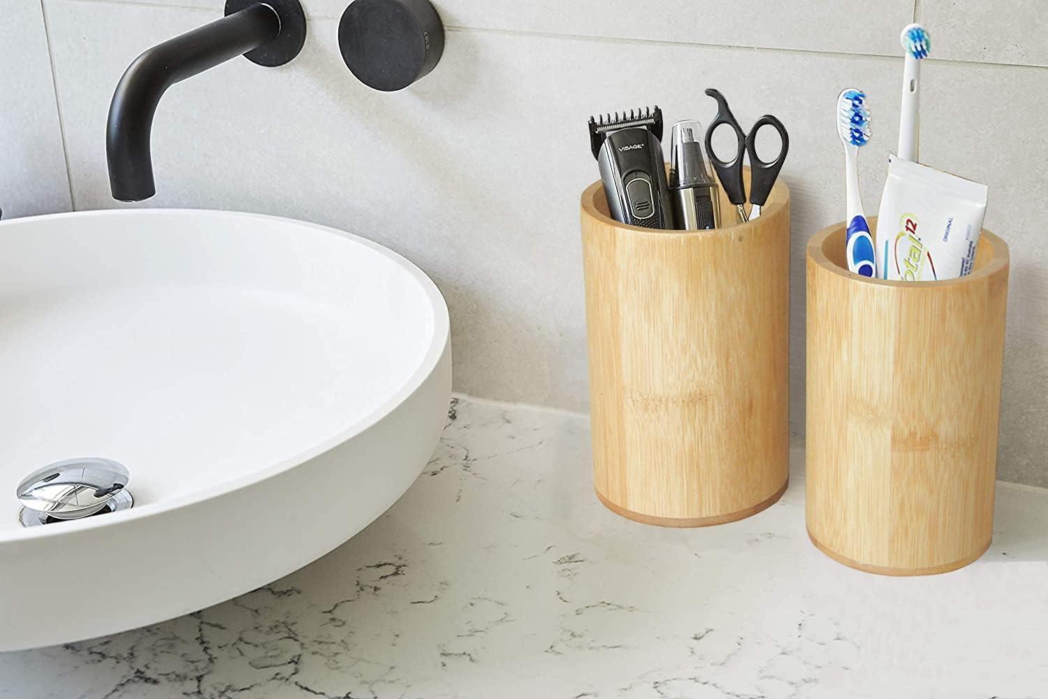 Bamboo Polished Utensil Caddy with Tray