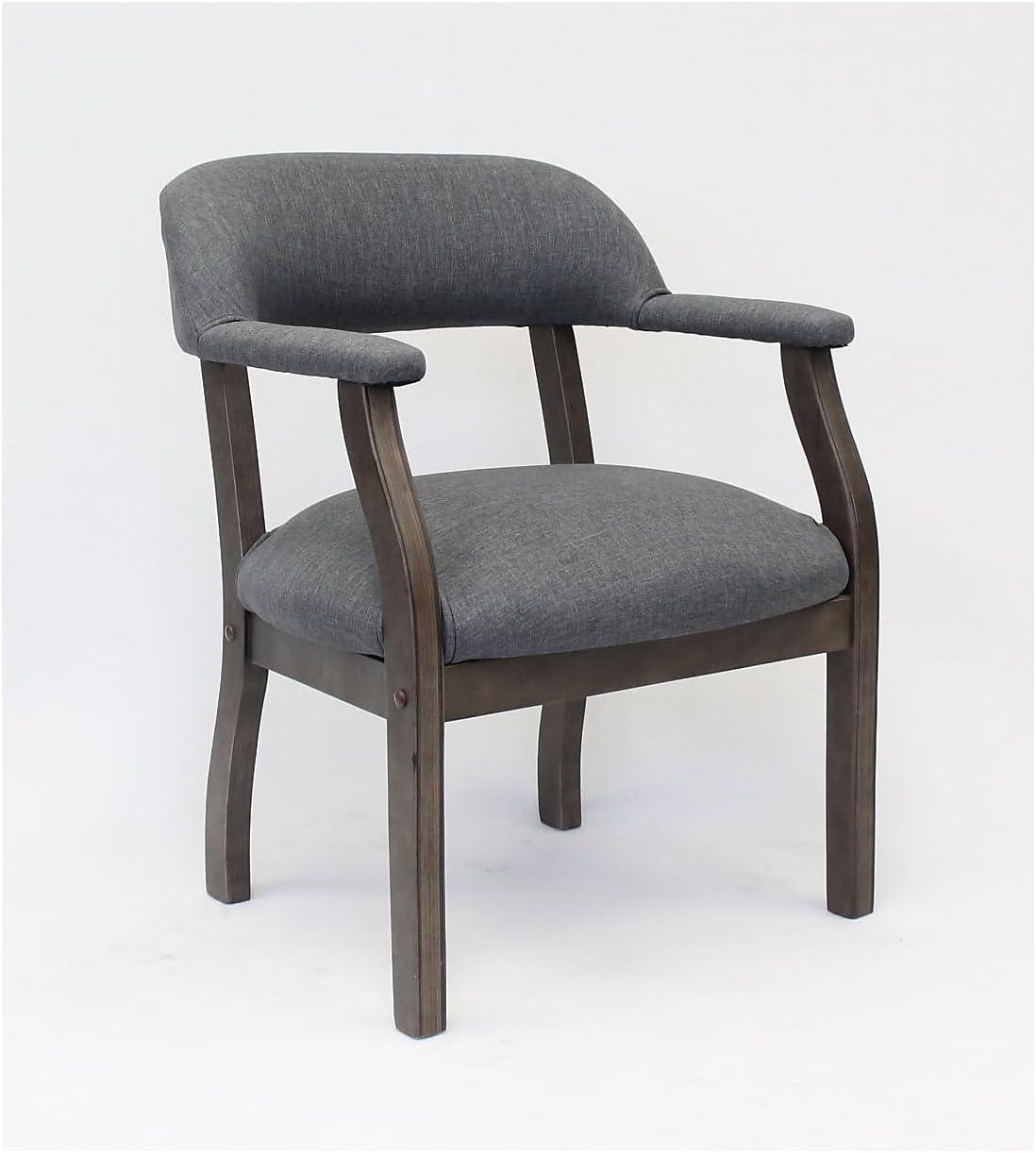 Boss Office Products Modern Captain's Chair Slate Gray: Upholstered Desk Chair, Wood Frame, Nailhead Trim