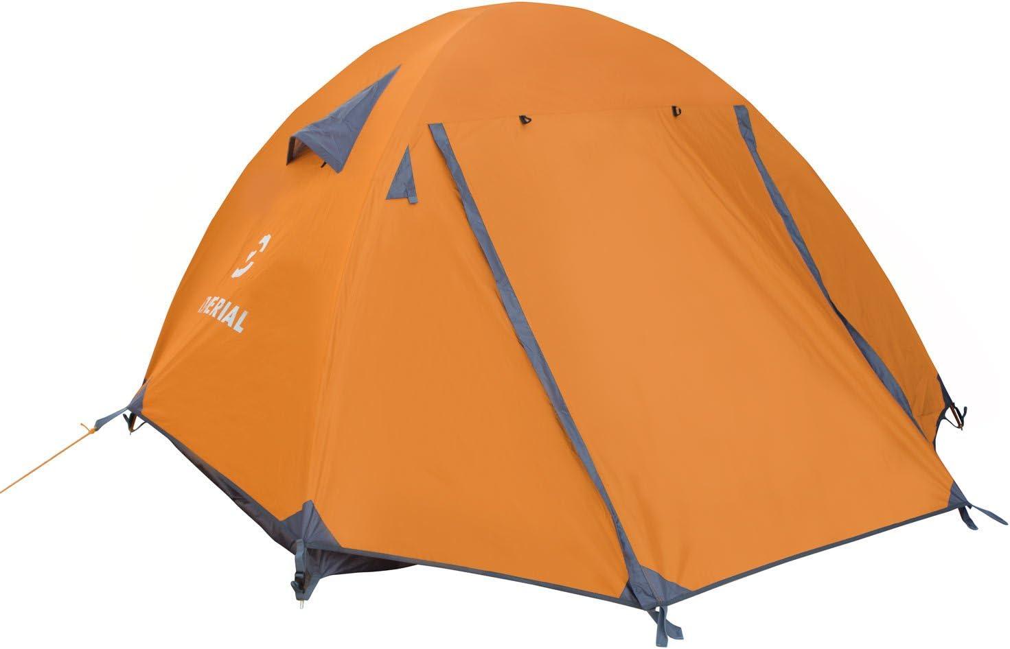 Orange 3-Person Three-Season Camping Tent with Carry Bag