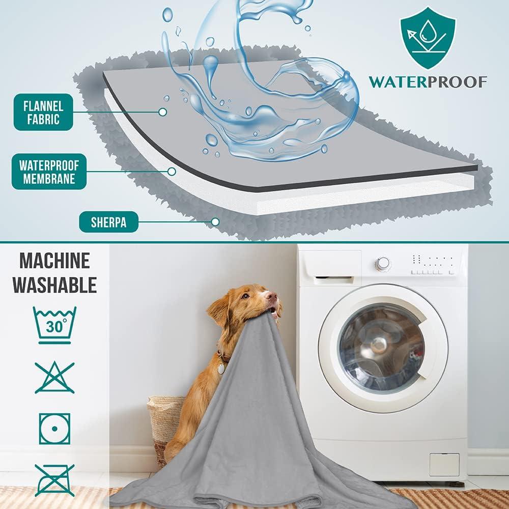 PetAmi Waterproof Dog Blanket For Pet Cat, Faux Shearling Fleece Couch Cover, Soft Plush Washable Reversible Throw