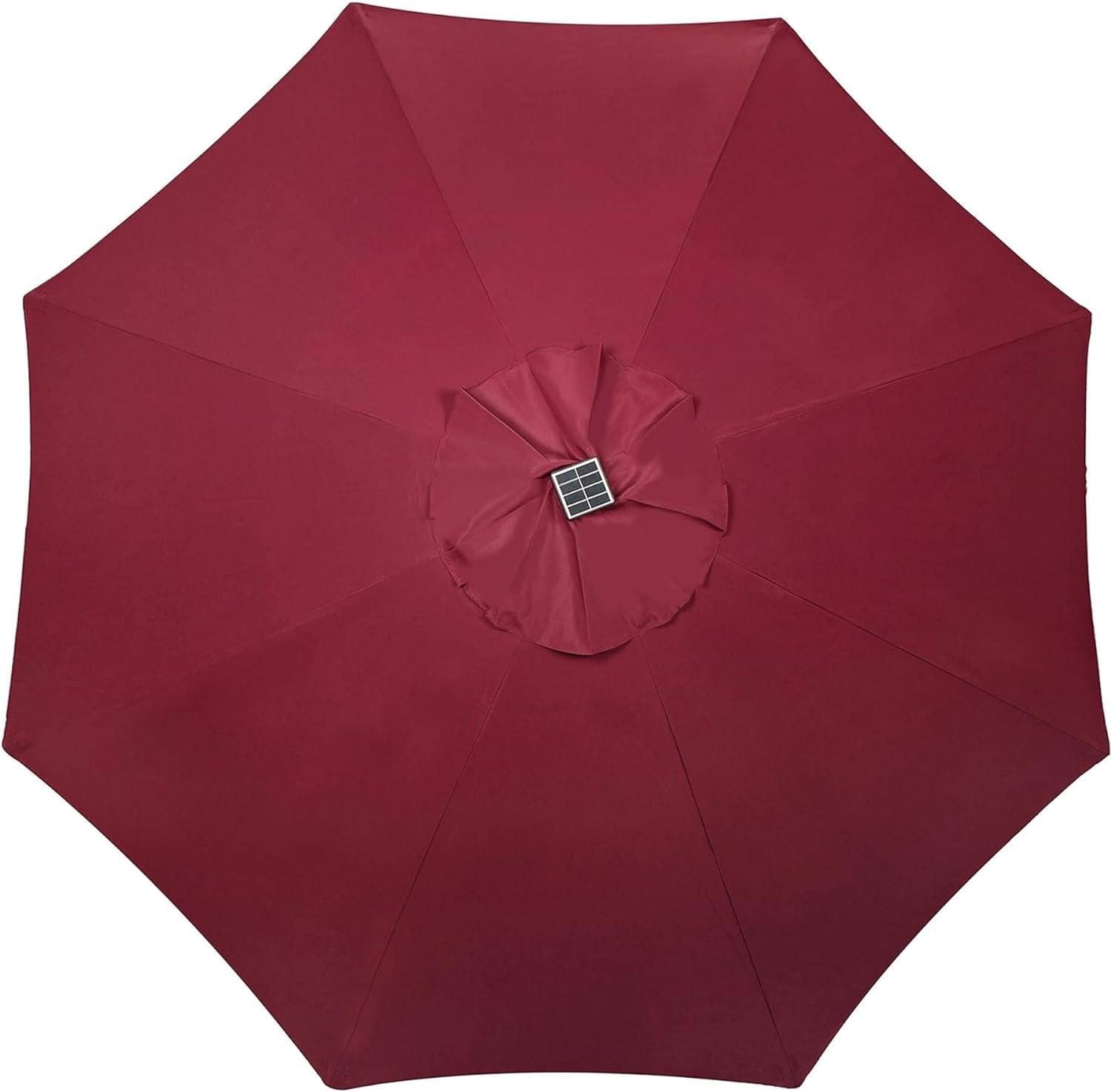 Burgundy 9 ft. LED Lighted Market Beach Umbrella with Aluminum Pole