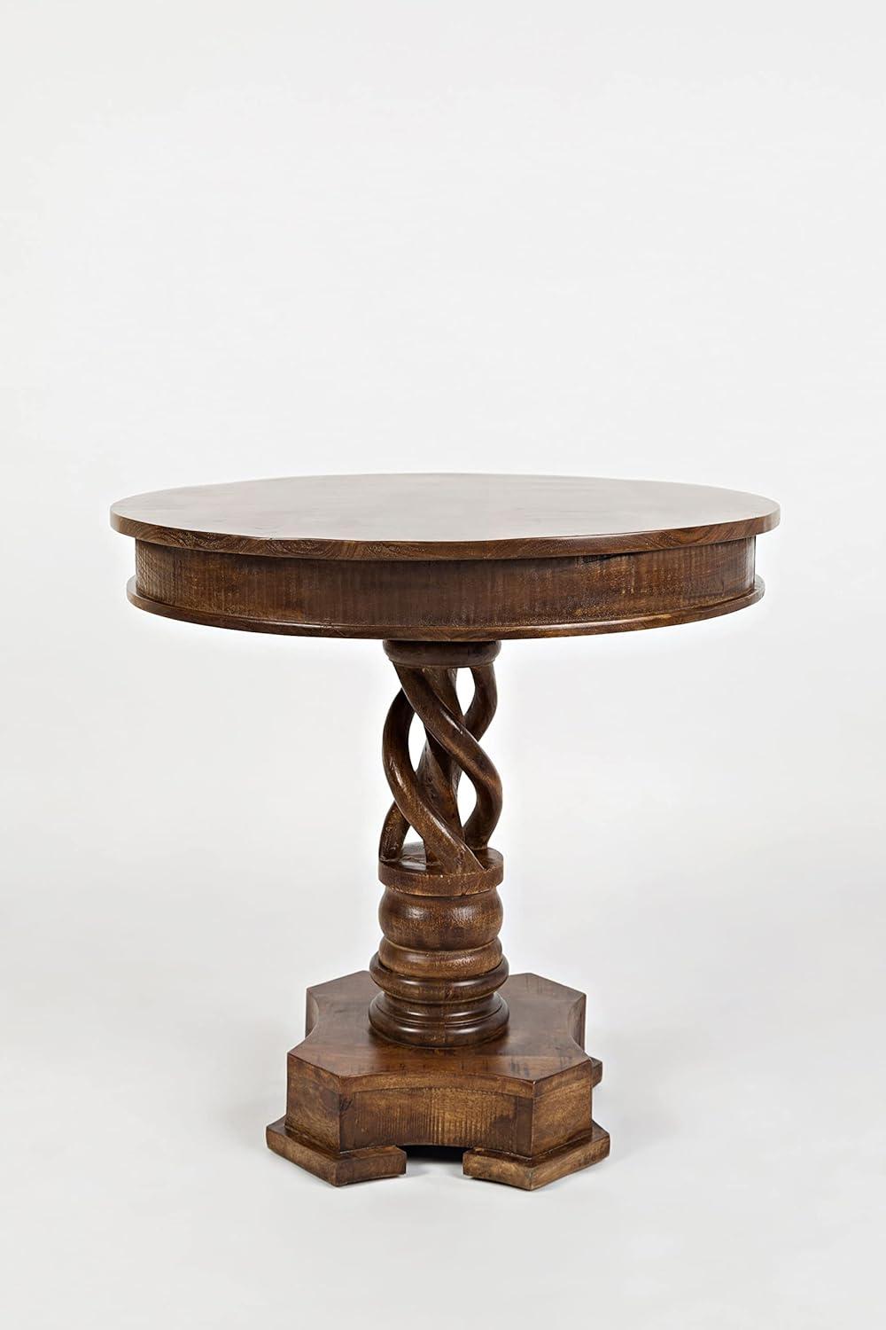 Jofran, Global Archive Hand Carved Solid Mango Wood Pedestal Table