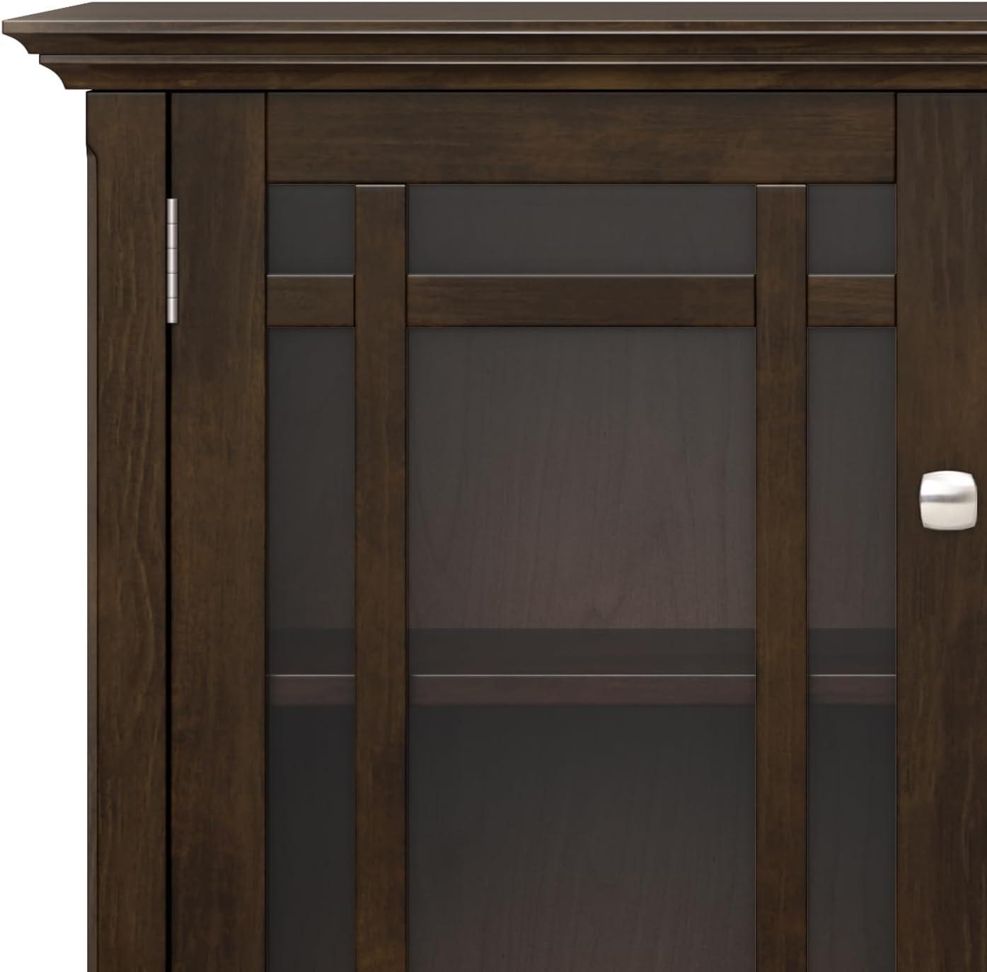 Simpli Home Bedford Transitional Solid Wood Storage Cabinet in Tobacco Brown