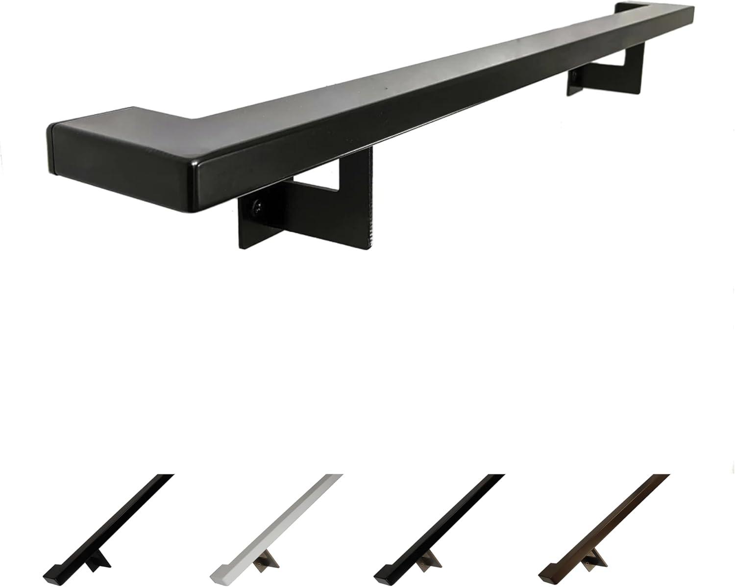 Concept Fusion 1100075 Urban Contemporary Handrail Grab Bar Kit, L Steel Brackets, Returns to Wall, Powder Coat