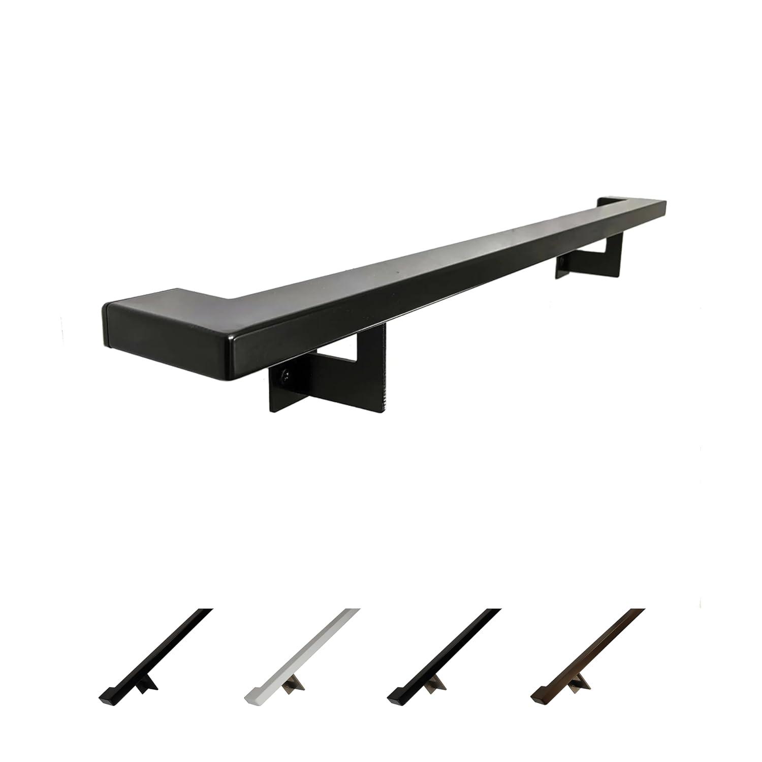 Concept Fusion 1100075 Urban Contemporary Handrail Grab Bar Kit, L Steel Brackets, Returns to Wall, Powder Coat