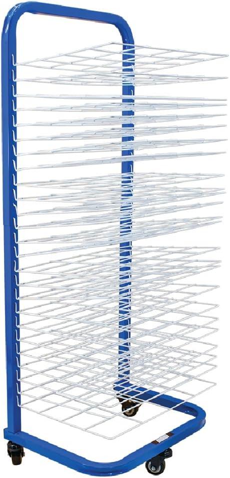 U.S. Art Supply 25 Shelf Art Drying Rack for Classrooms and Studios - Mobile Wheels, Wall Mountable, 25 Removable Shelves - Stack Store Artwork, Canvases Paintings Drawings - 14.5" D x 17.5" W x 38" H