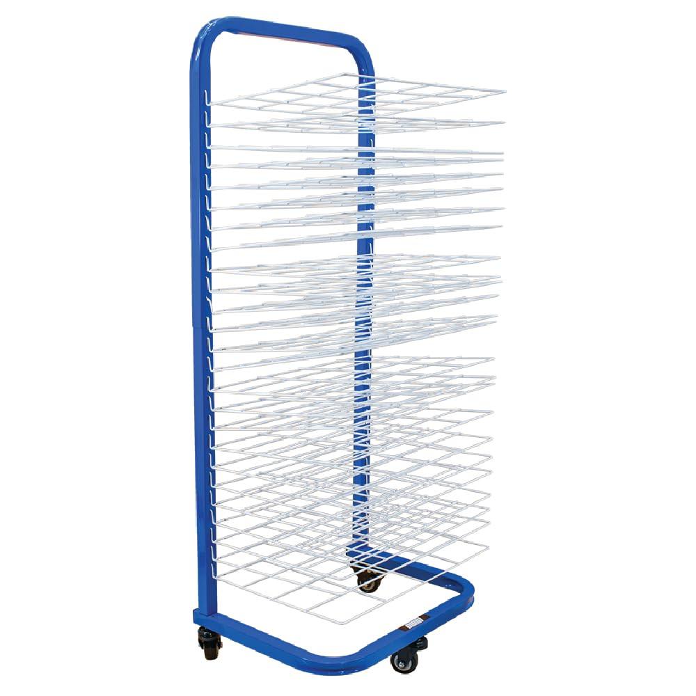 U.S. Art Supply 25 Shelf Art Drying Rack for Classrooms and Studios - Mobile Wheels, Wall Mountable, 25 Removable Shelves - Stack Store Artwork, Canvases Paintings Drawings - 14.5" D x 17.5" W x 38" H
