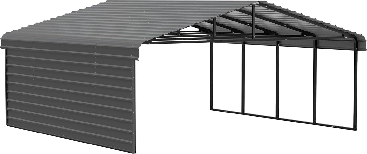 Arrow 20 x 20 ft Carport with 1-sided Enclosure