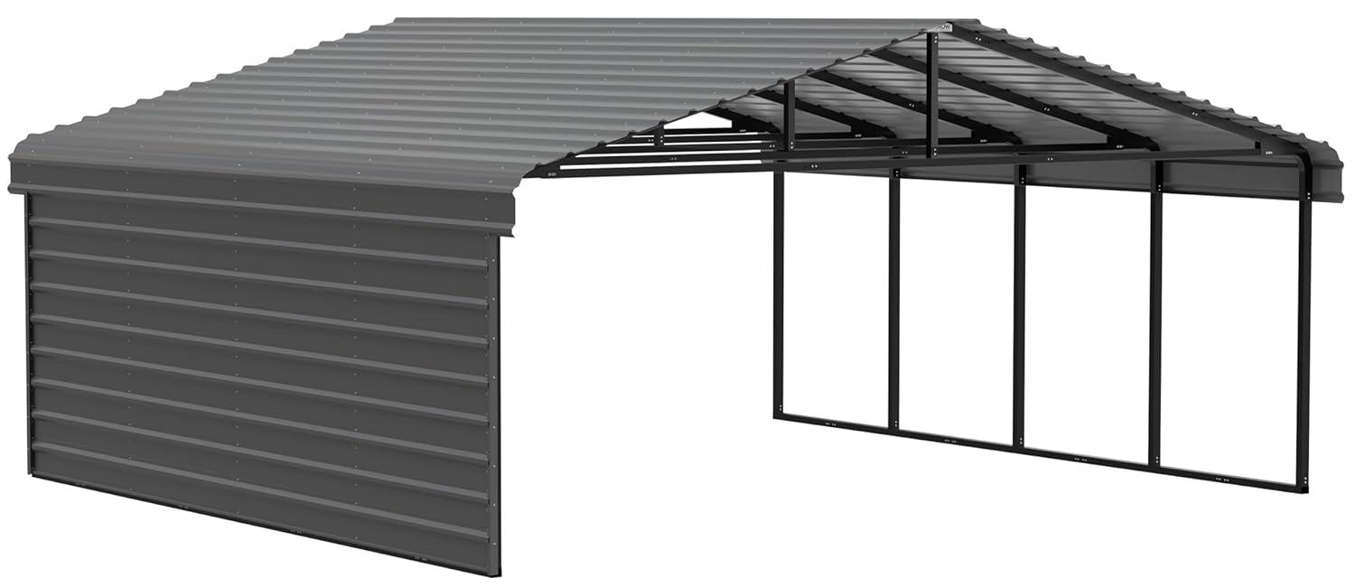 Arrow 20 x 20 ft Carport with 1-sided Enclosure