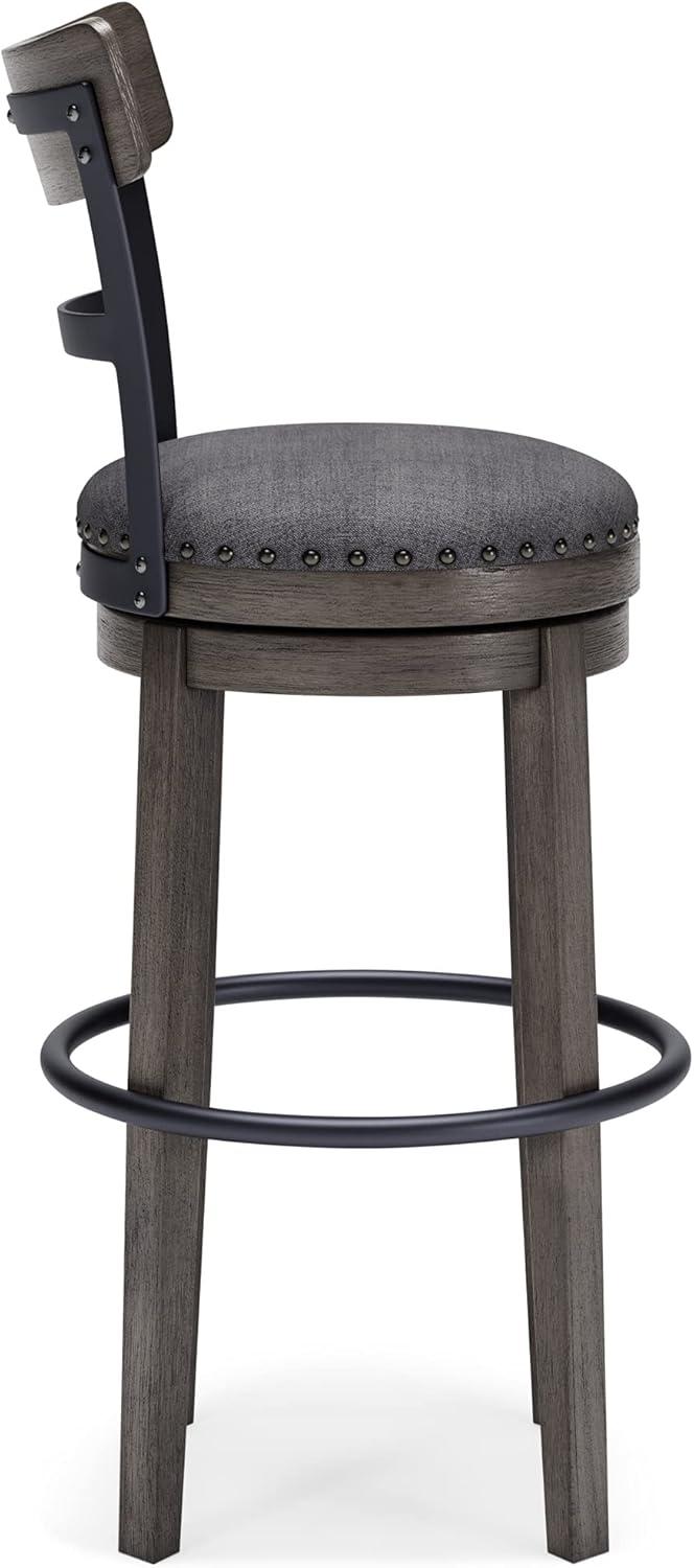 Caitbrook Barstool Gray - Signature Design by Ashley: Antiqued Finish, Swivel, Nailhead Trim