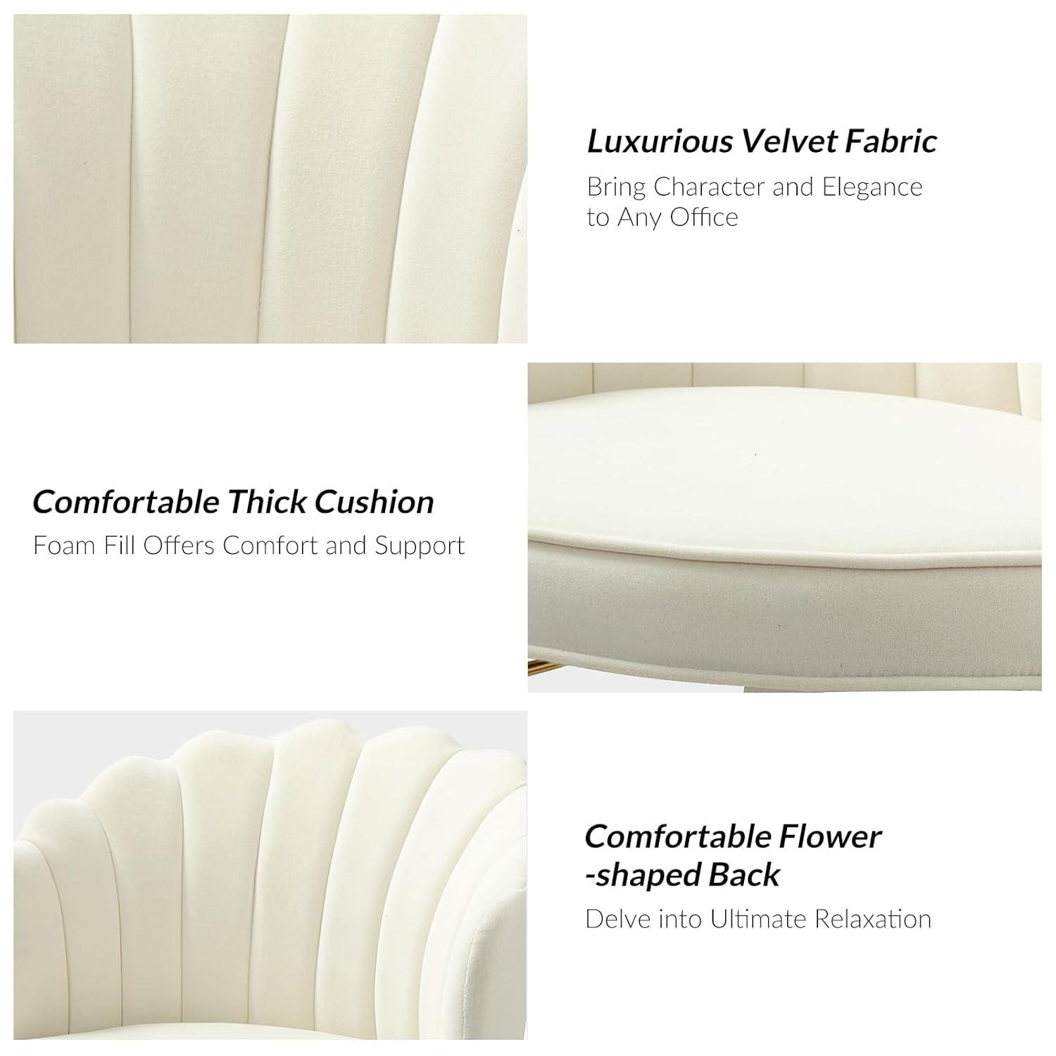 Ilia comtemperary wingback Task Chair Swivel Office Chair  with channel Tufted Back | Karat Home - IVORY