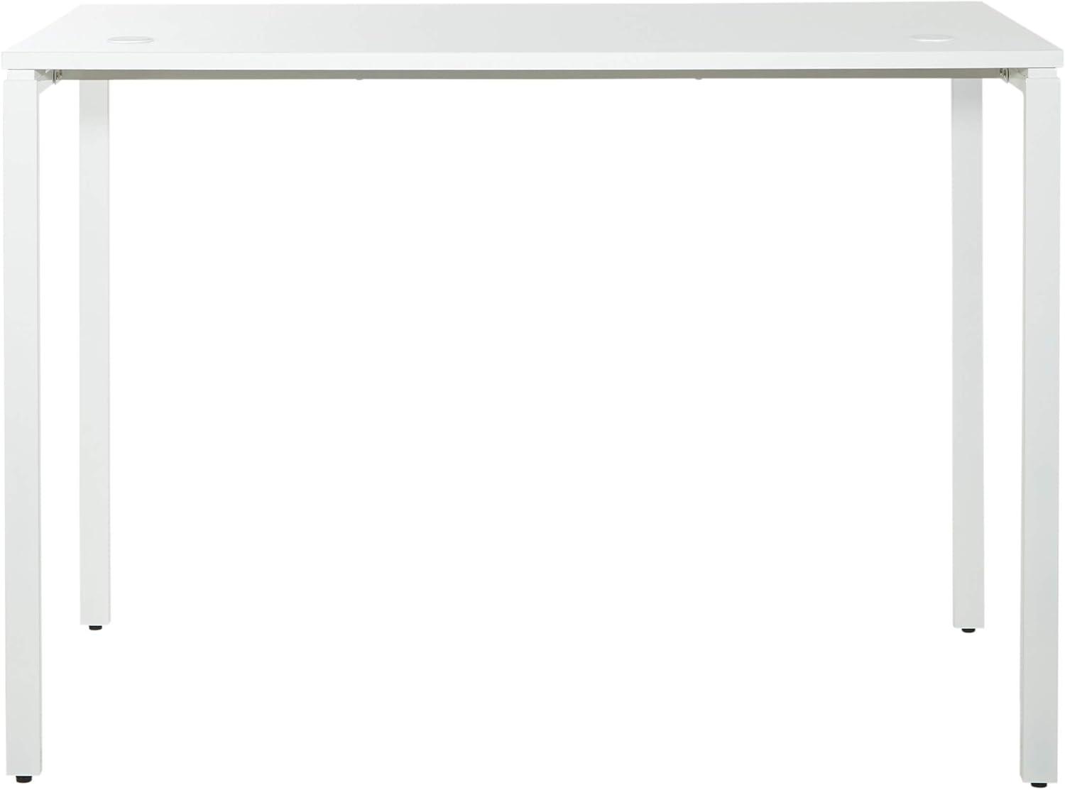 60" Writing Desk with White Laminate Top and White Finish Metal Legs