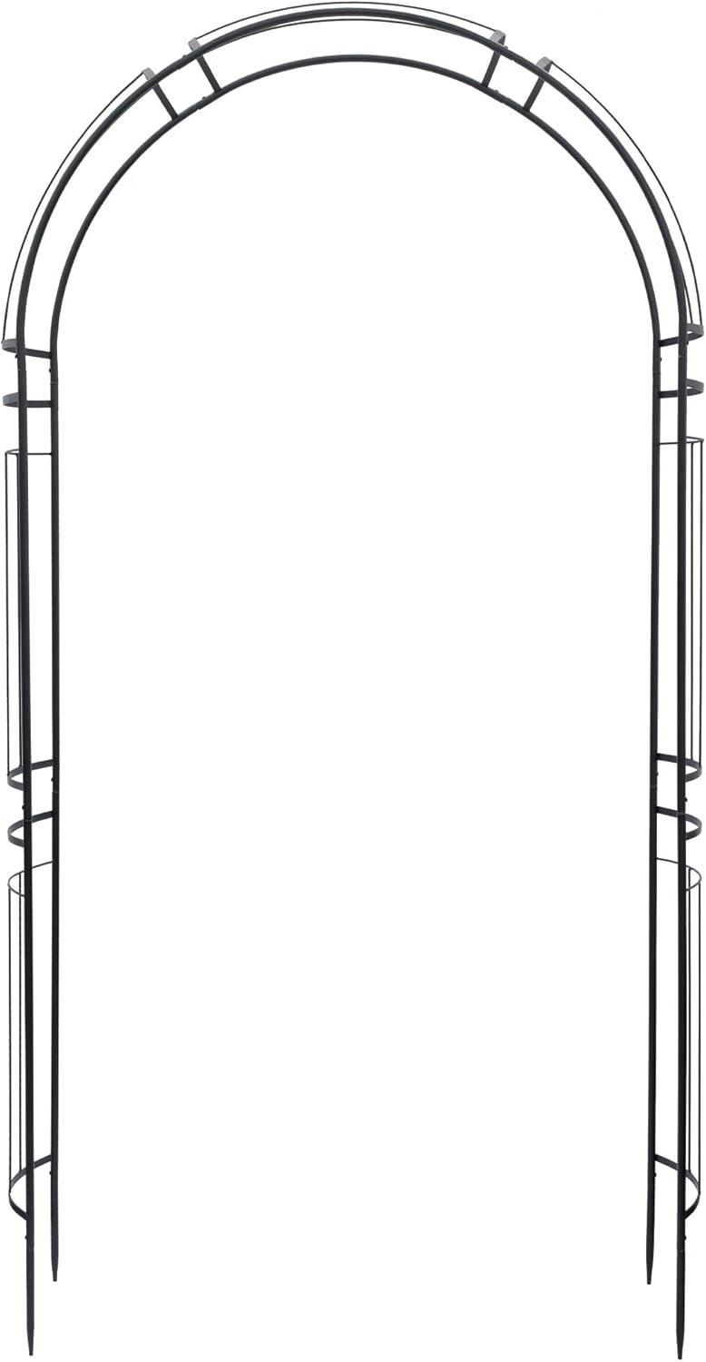 Aspen Black Steel Contemporary Garden Arbor with Arched Roof