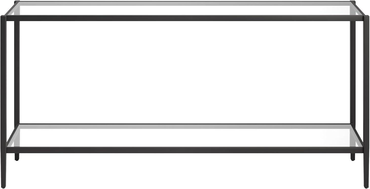 Aurora Modern Mirrored Console Table with Glass Shelf in Blackened Bronze