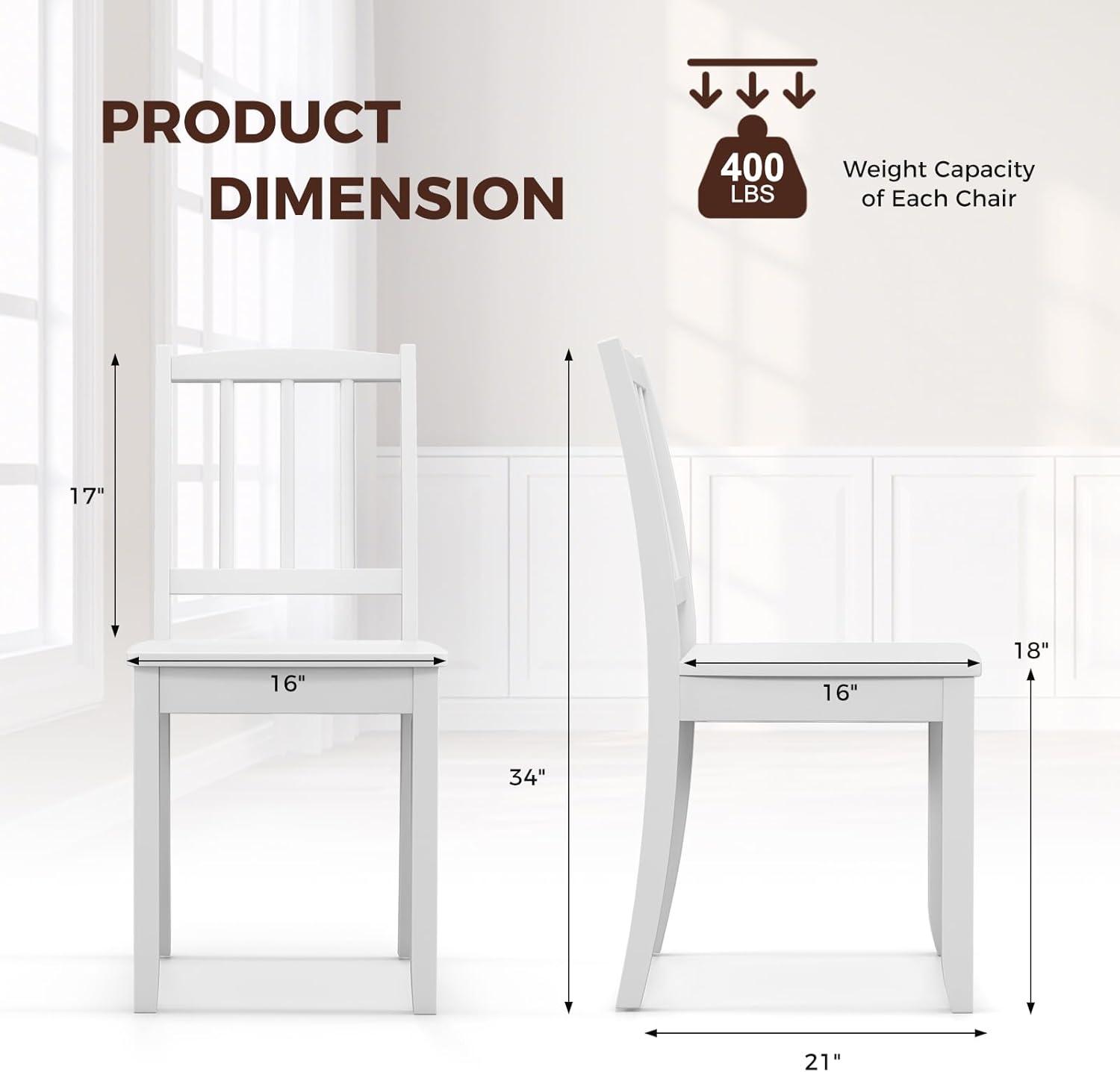 Set of 4 Camden Wood Slat Back Dining Chairs White - Buylateral: Rubberwood, No Tools Assembly