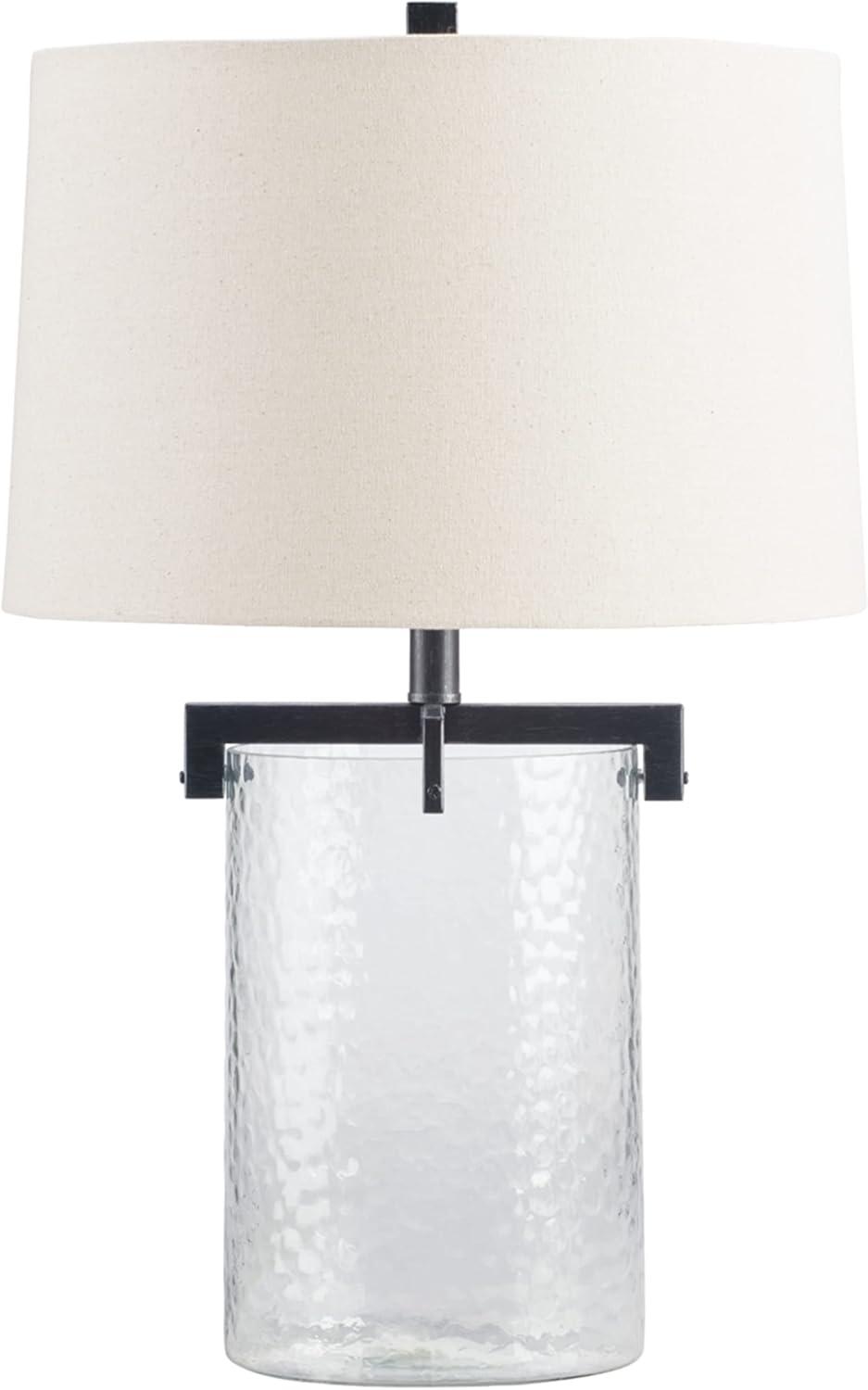 Clear and Antique Black Textured Glass Table Lamp