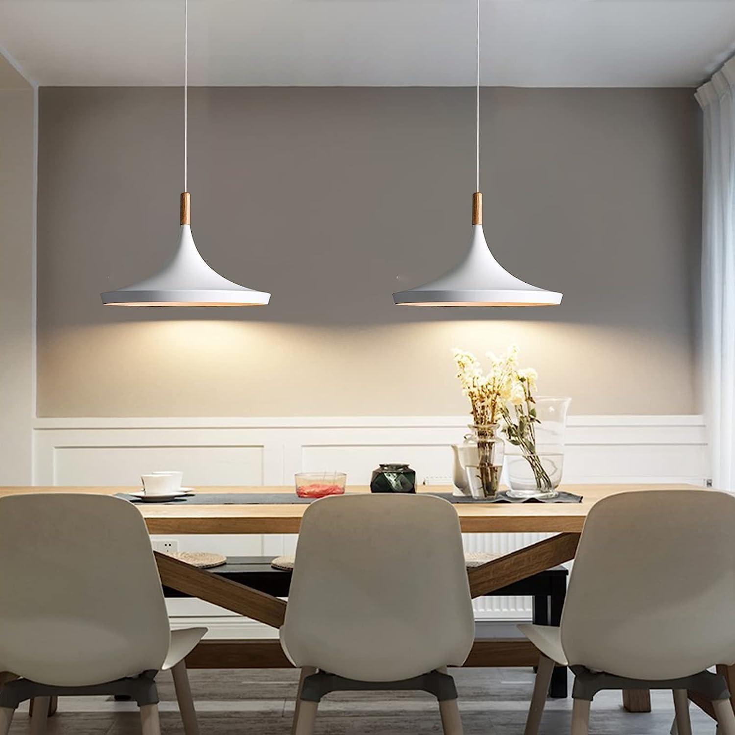 Battery Operated Pendant Light with Remote Control,White Ceiling Pendant Lights Fixtures,Nordic Style Hanging Lamp for Dining Room,Battery Powered Pendant Lighting Fixtures (Whit)