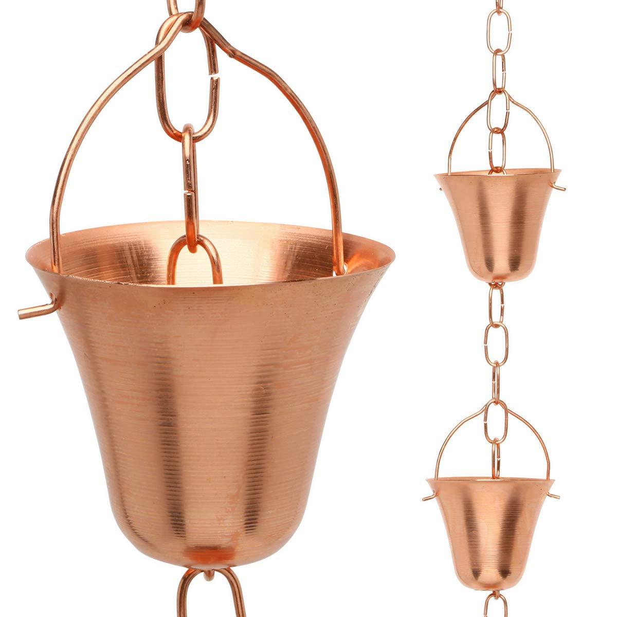 Marrgon Marrgon Copper Rain Chain with Bell Style Cups for Gutter Downspout Replacement