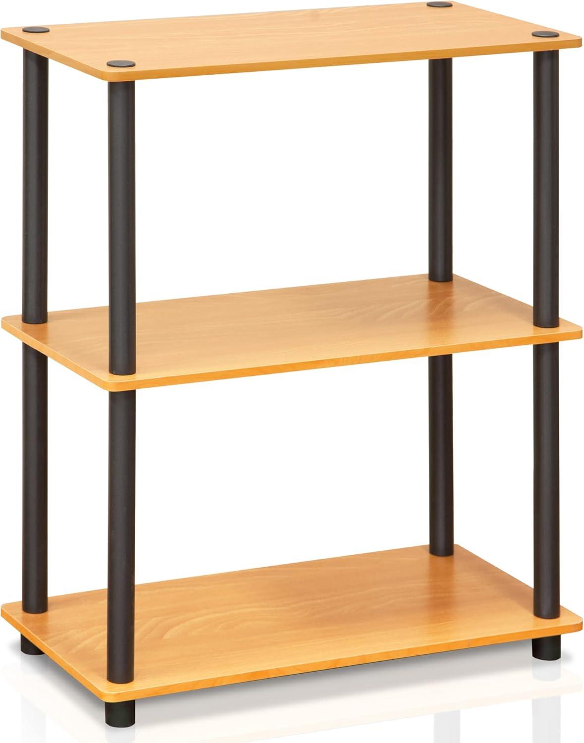 Furinno Durable 23.6"W x 11.6"D x 29.5"H 3-Shelf Freestanding Shelving Unit, Light Cherry and Black