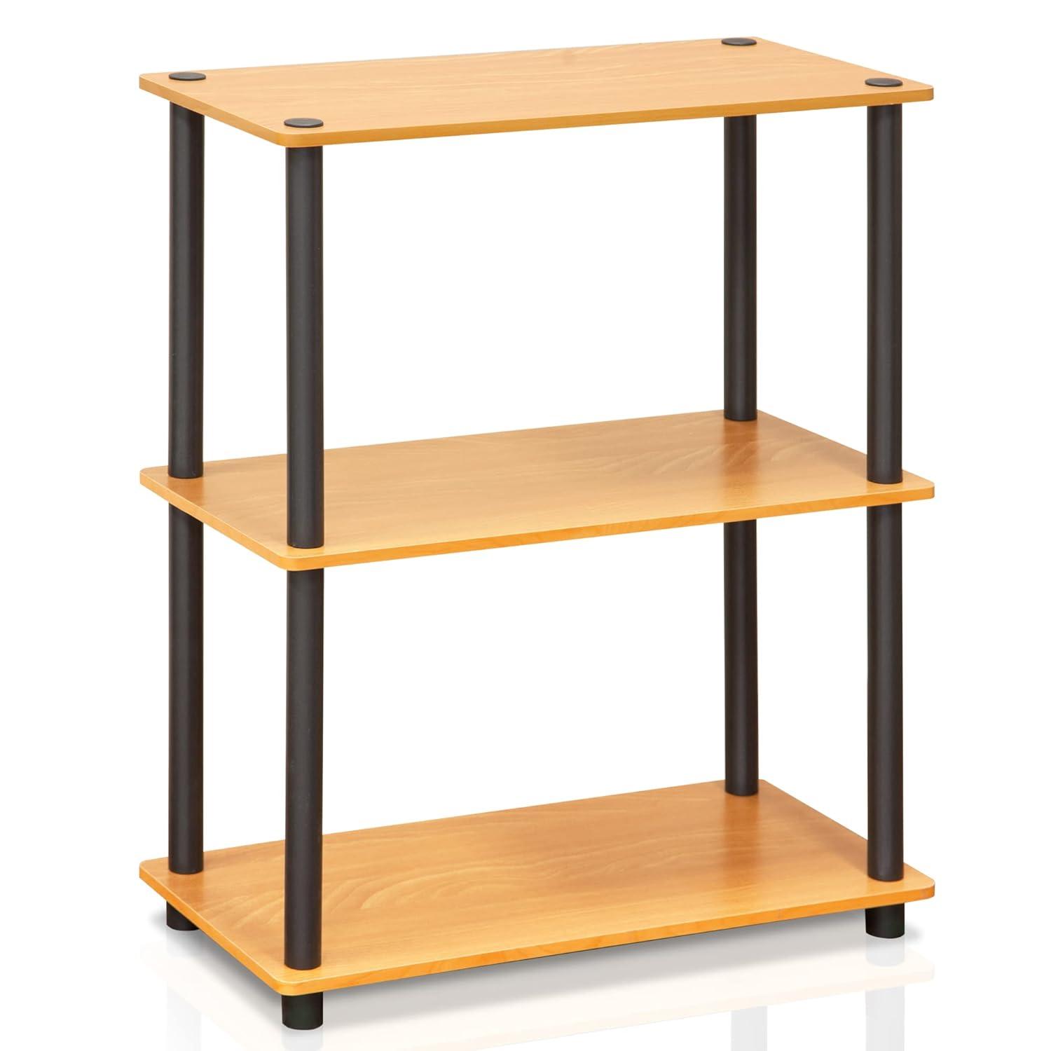 Furinno Durable 23.6"W x 11.6"D x 29.5"H 3-Shelf Freestanding Shelving Unit, Light Cherry and Black