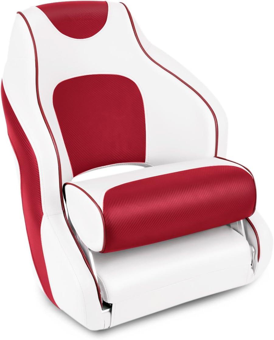 Leader Accessories Two Tone Captain's Bucket Seat Boat Seat，Red/White/Red Piping