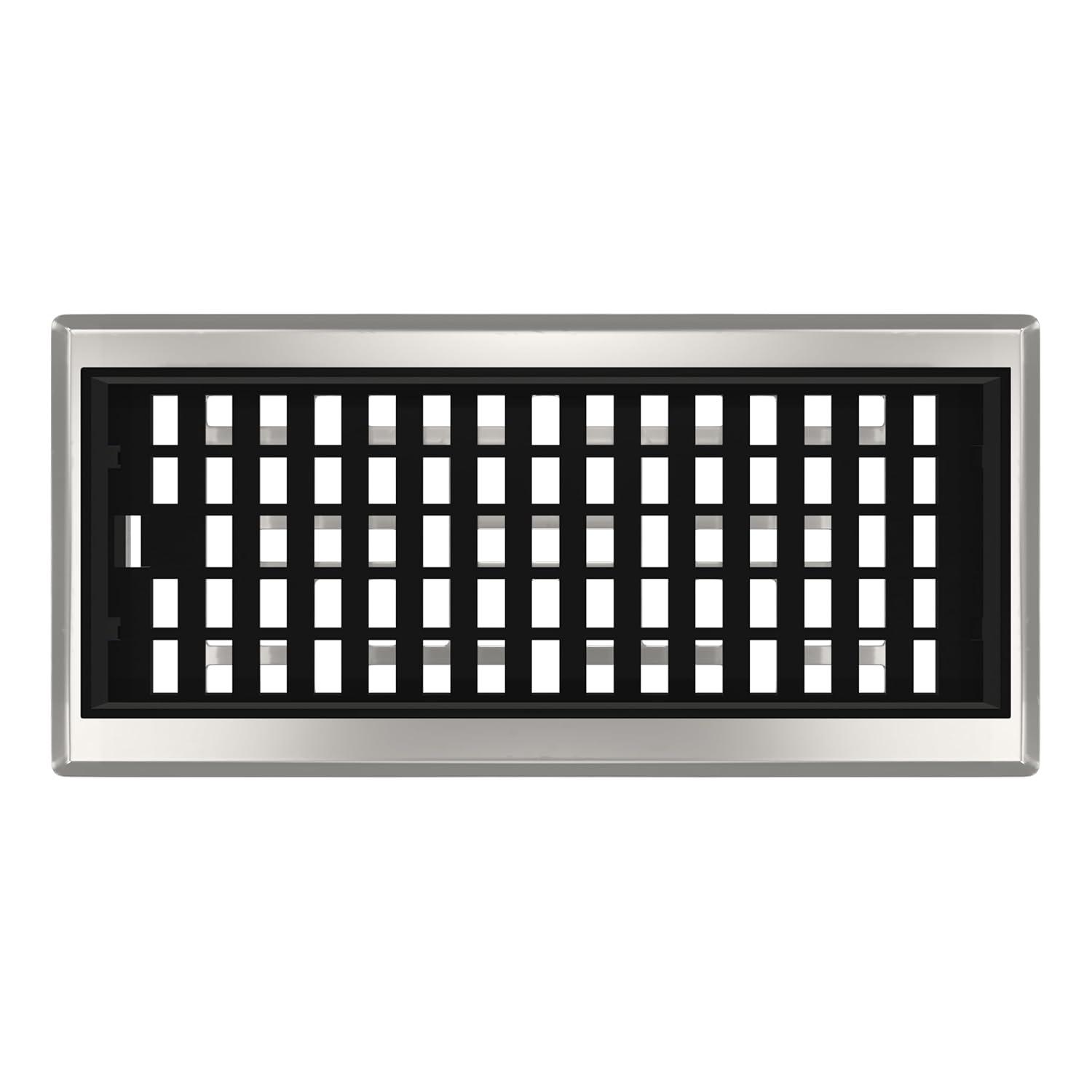 Decor Grates AJH410-NKL Oriental Floor Register, 4x10 Inches, Brushed Nickel Finish