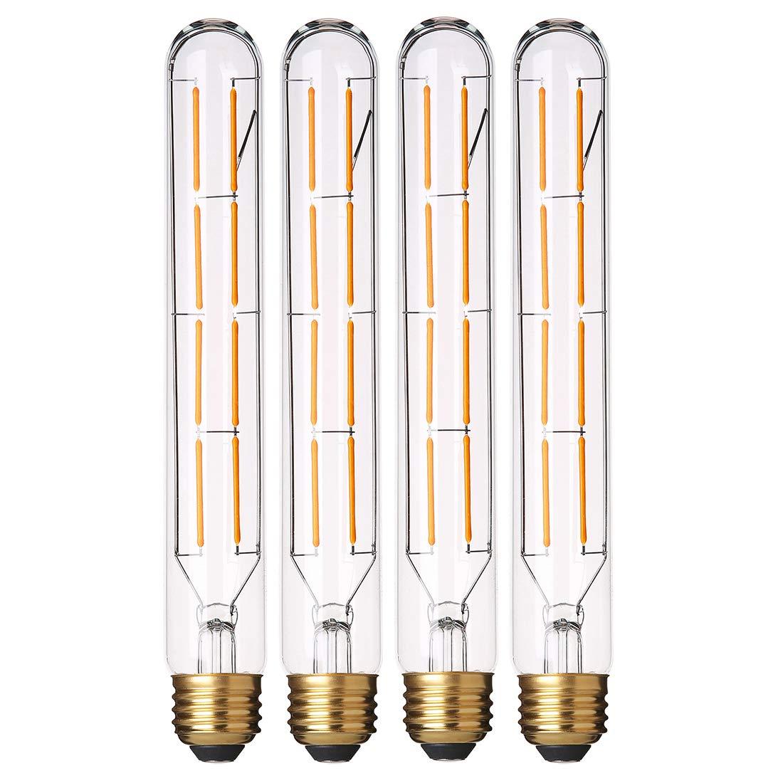 Dimmable T10 led Long Bulb 8W Equal 80 watt E26 Light Bulb Warm White 2700K Edison Tube Light Bulbs 700LM for Rustic Pendant,Industrial Pipe,Wall sconces,8.9inch,Pack of 4