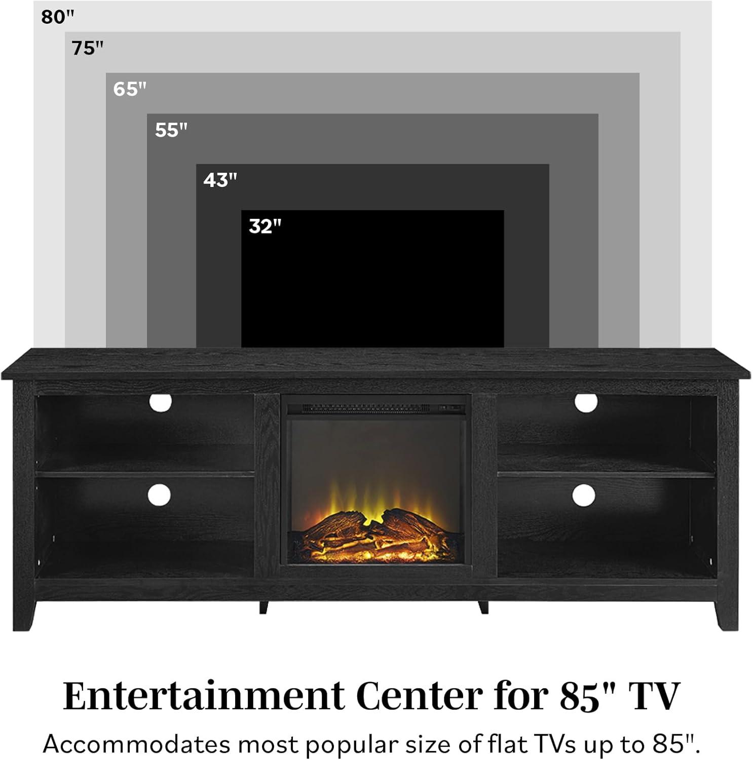 Woven Paths Open Storage Fireplace TV Stand for TVs Up to 80", Espresso