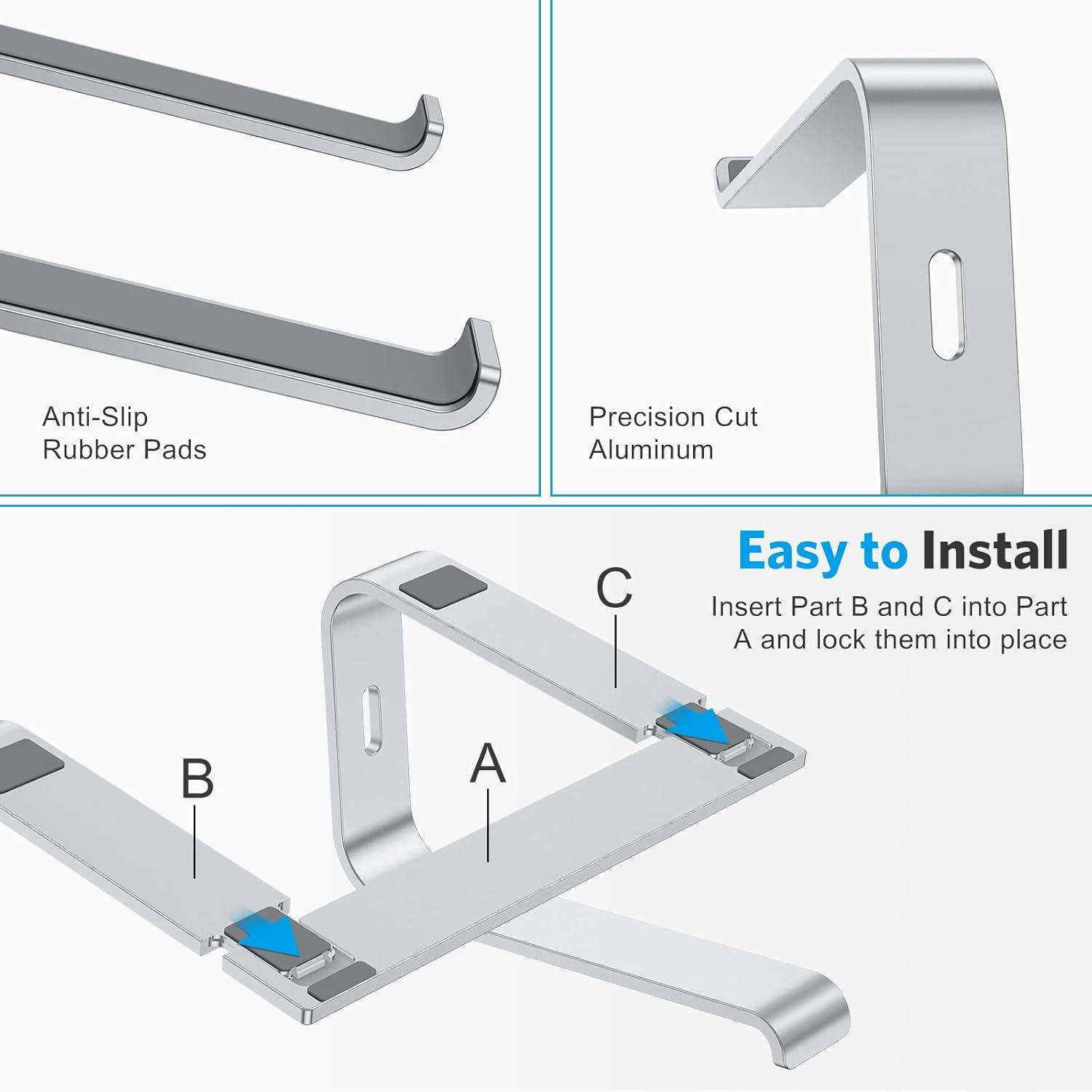 Laptop Stand, Adjustable Ergonomic Laptop Computer Stand for Desk Compatible with MacBook Air Pro, Samsung, Dell XPS, HP, Lenovo More 10-16'' Laptops - Aluminum Alloy