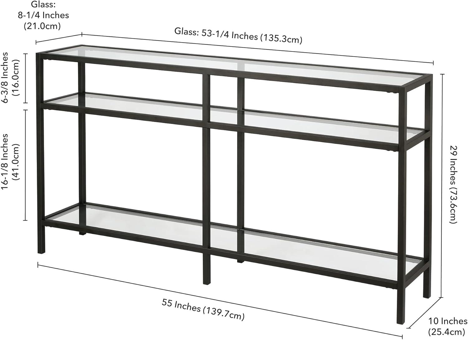 Evelyn&Zoe Sivil 55" Wide Rectangular Console Table with Metal Shelves, Matte White