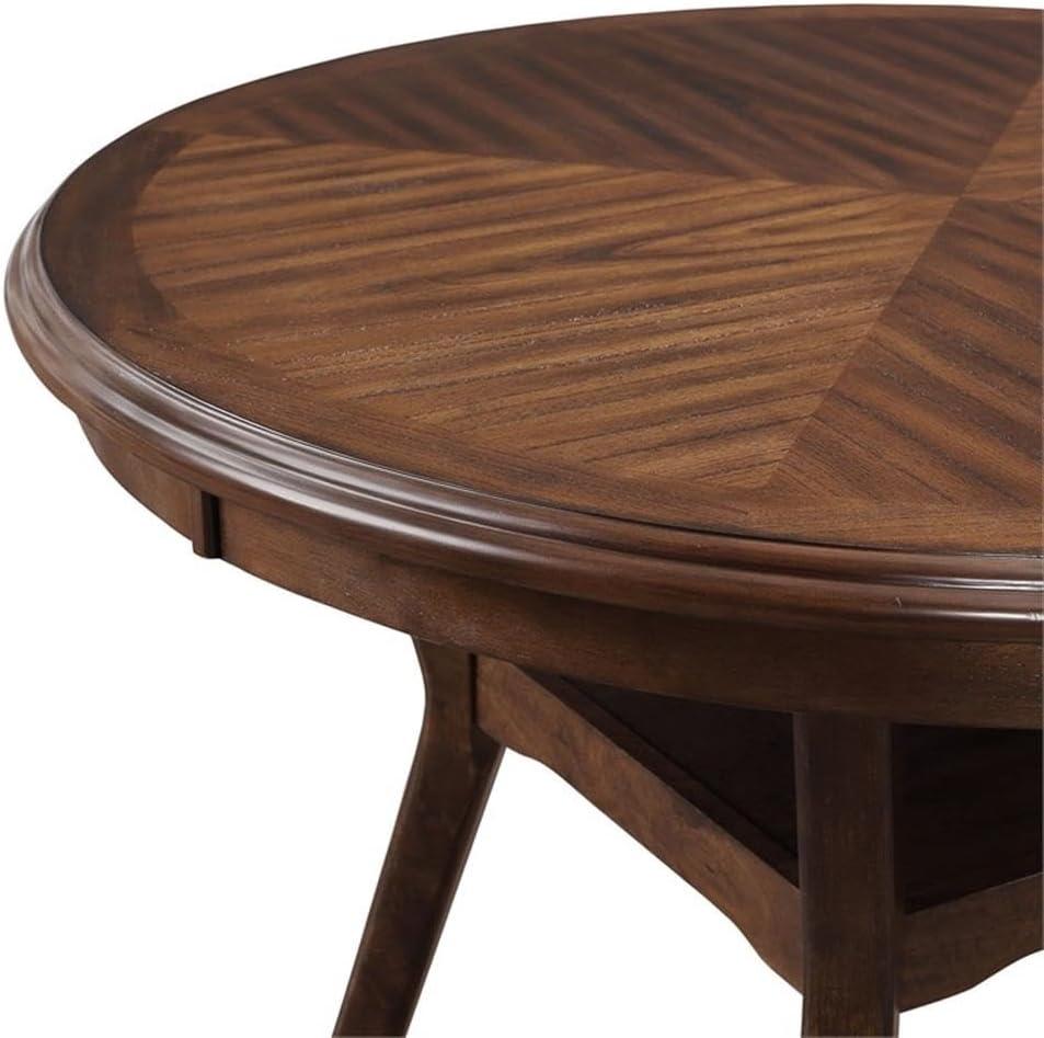 New Classic Furniture Amy 5-Piece Wood Round Dining Set, 1 Dining Table And 4 Chairs, 47 Inch, Brown Cherry