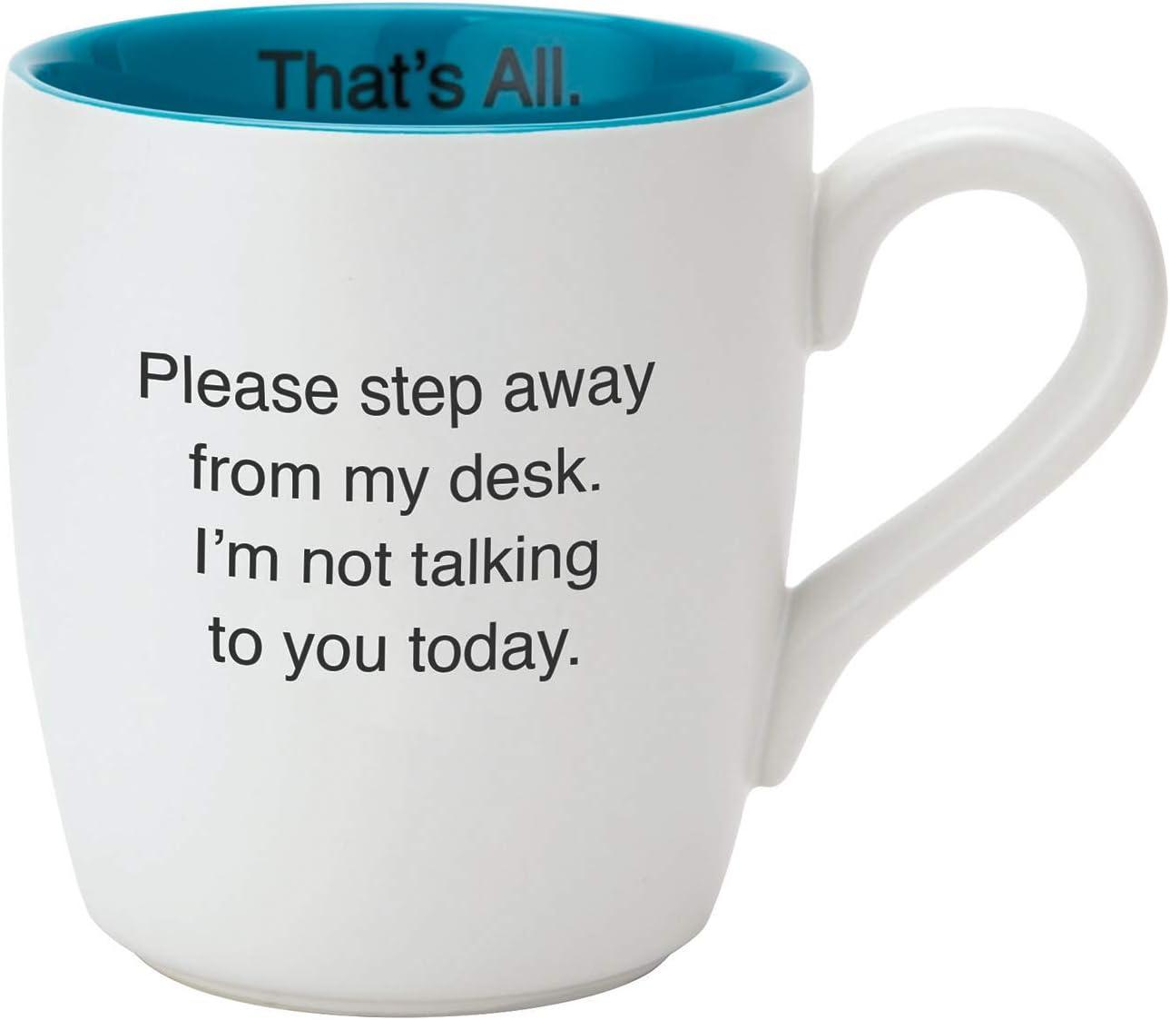 Teal Blue and White 16 oz Ceramic Desk Mug