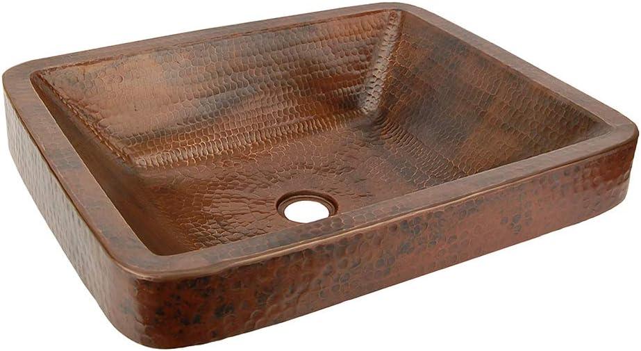 19" Rectangle Skirted Vessel Hammered Copper Sink