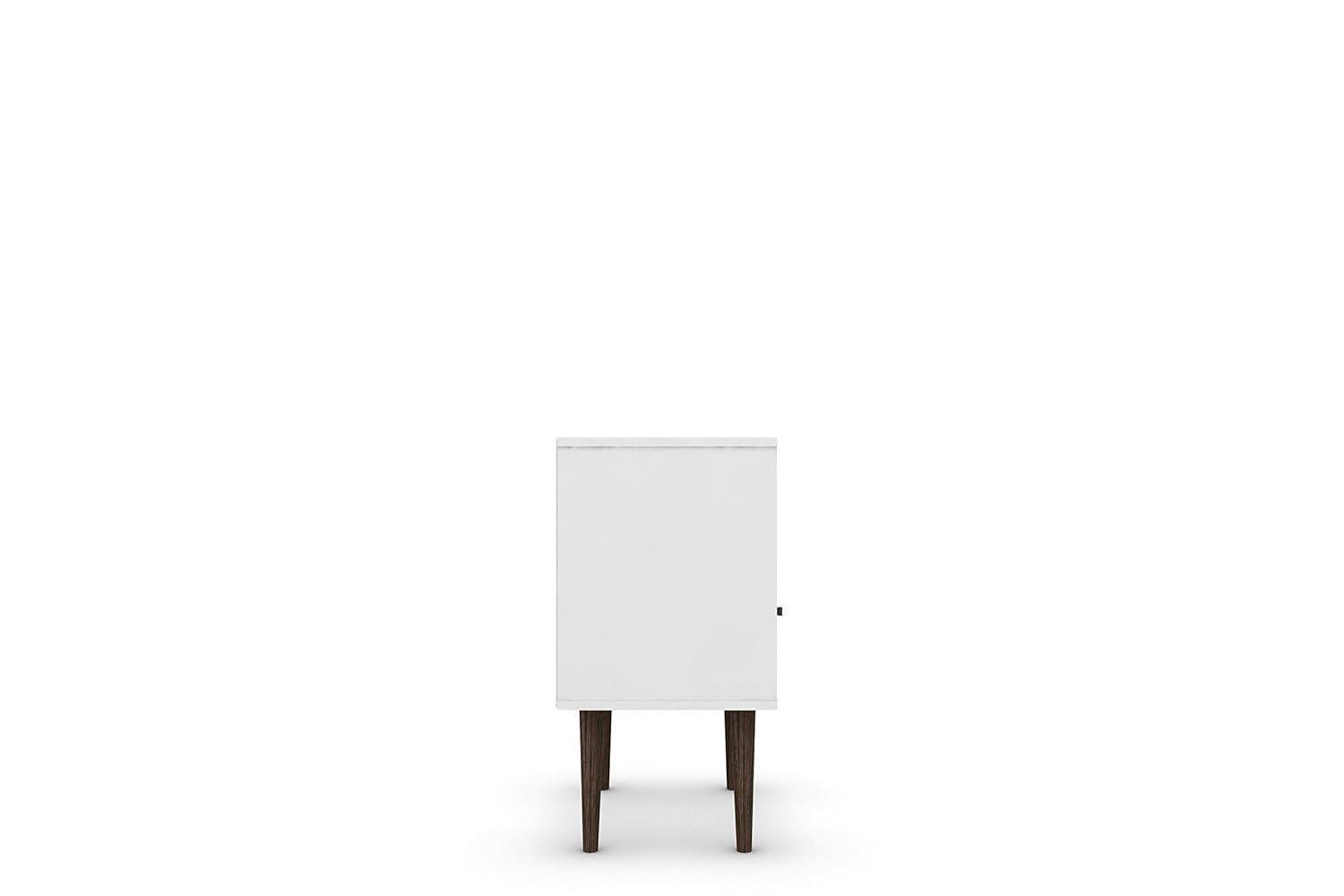Liberty 1.0 Mid Century Modern Nightstand White - Manhattan Comfort: Bedside Table with Storage & Shelving