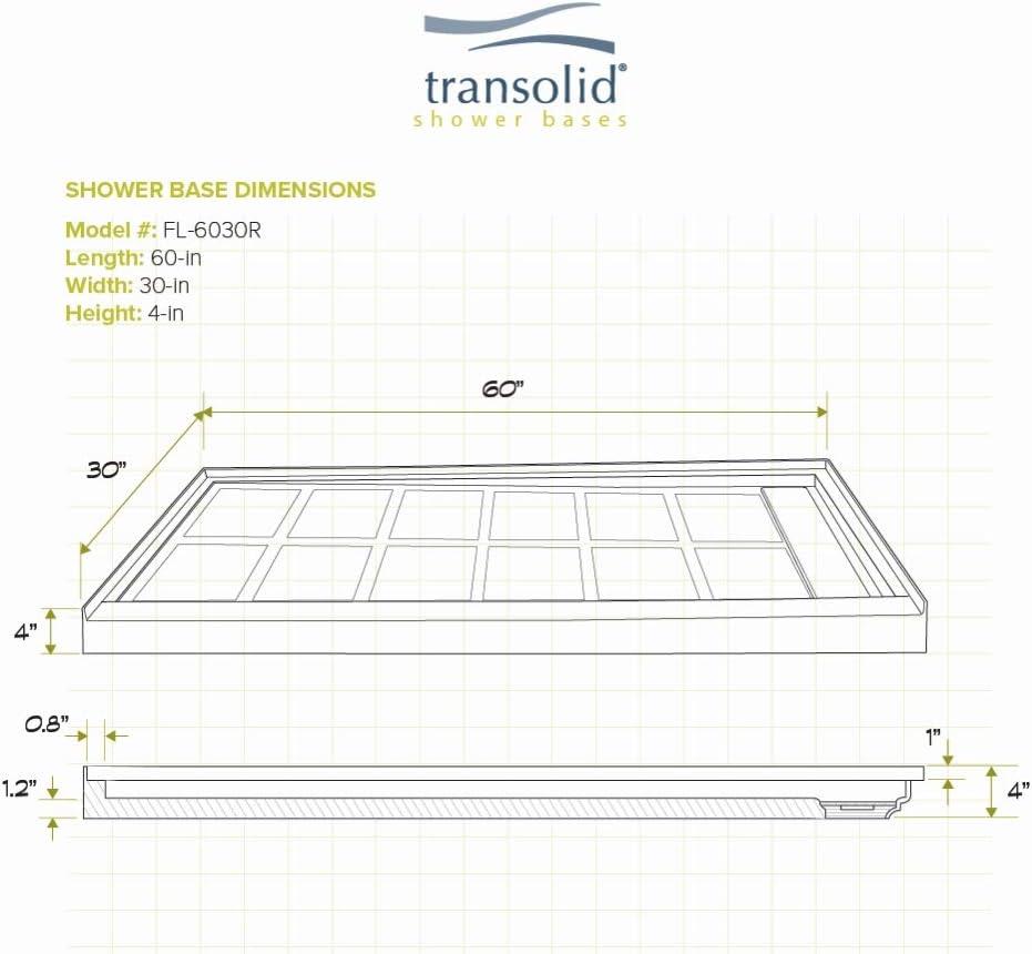 30'' W 60'' D Rectangular Single Shower Base