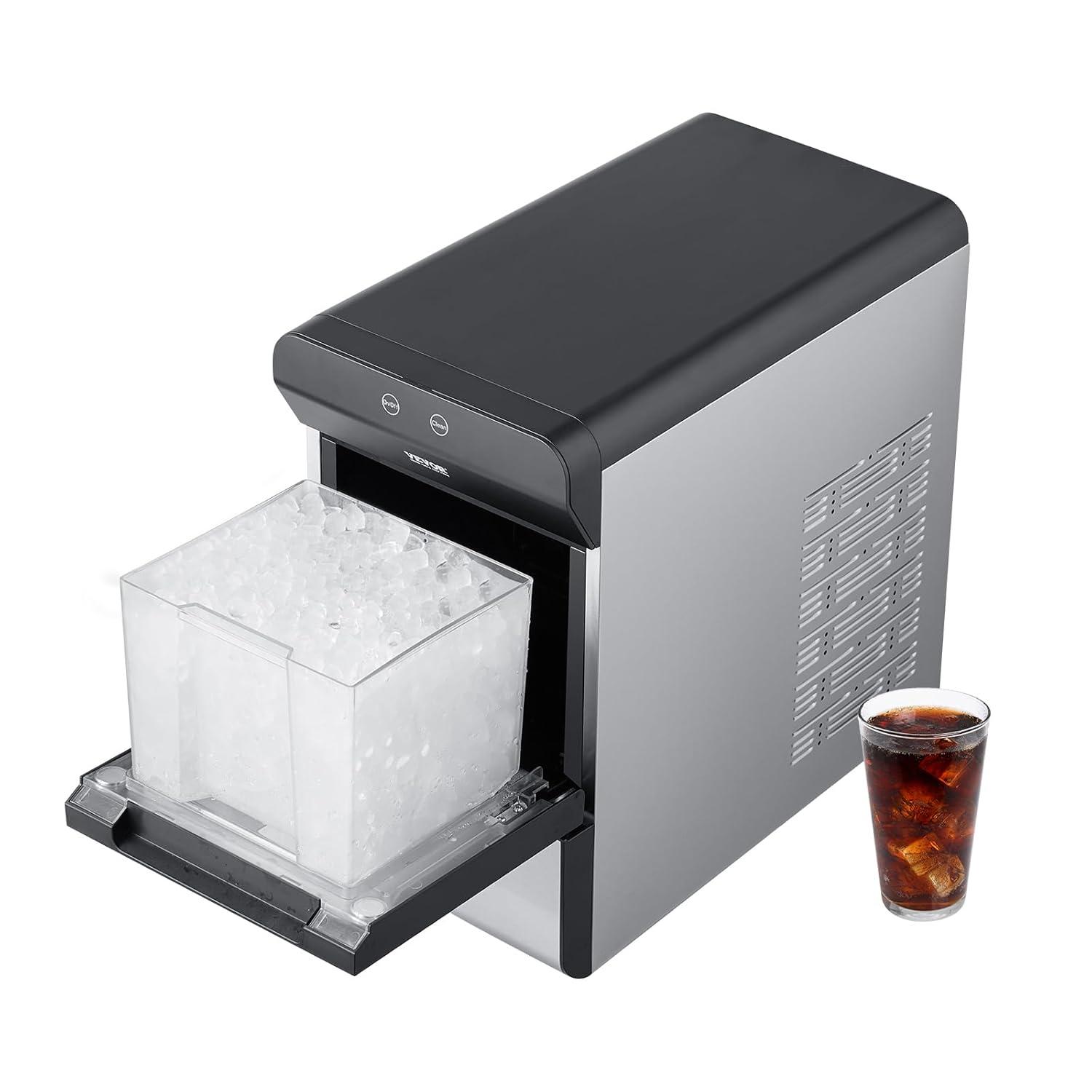 VEVOR Nugget Ice Maker, 37Lbs In 24 Hrs, Manual Auto Refill Self Cleaning Countertop Ice Maker Portable Nugget Ice Maker With Scoop And Basket