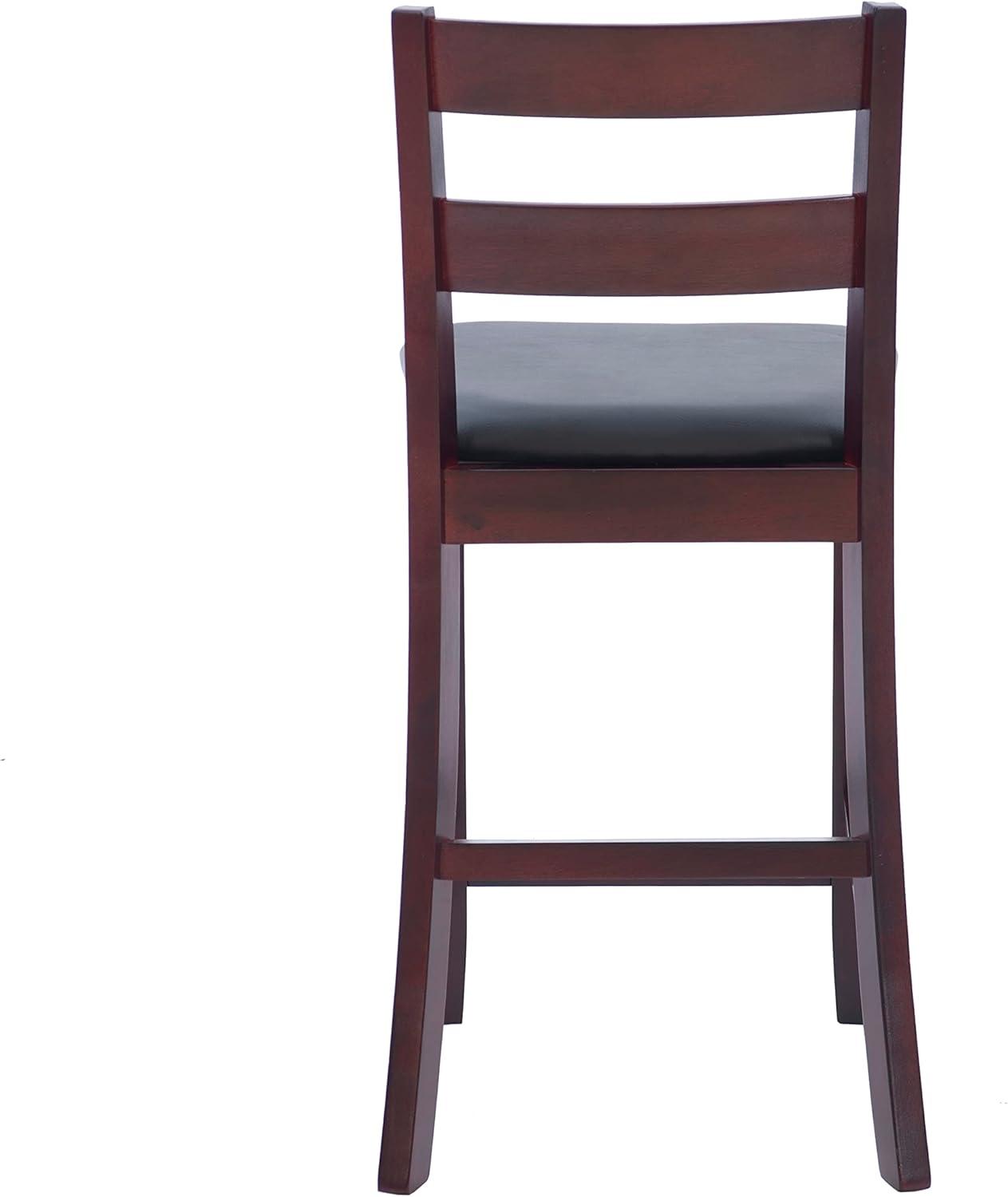 Triena Soho 24" Dark Cherry Wood and Brown Faux Leather Counter Stool