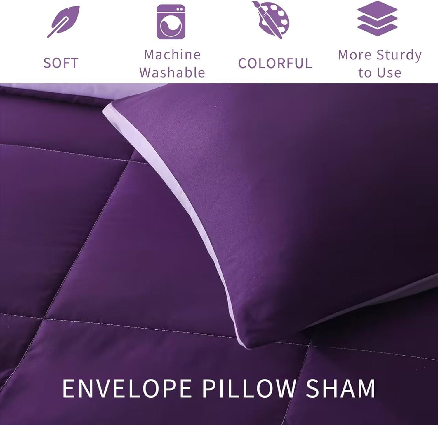 King Size Purple Reversible Down Alternative Comforter Set