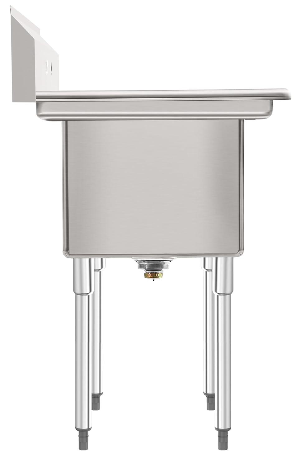 72 in. 16-Gauge Commercial Sink with Backsplash and Dual 18 in. Drainboards, Bowl Dimensions 18"x18"x14" in Stainless-Steel (KM-SB181814-18B316)
