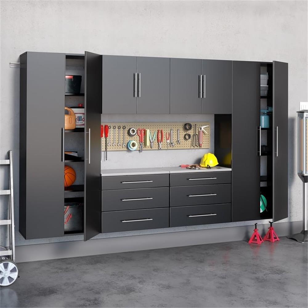 6pc 120" Hangups Storage Cabinet Set Black - Prepac: Wall Mounted, Workshop Organization, Secure Mounting