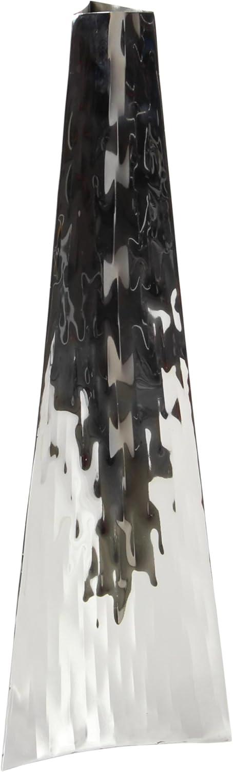 DecMode 22" Hammered Silver Stainless Steel Vase