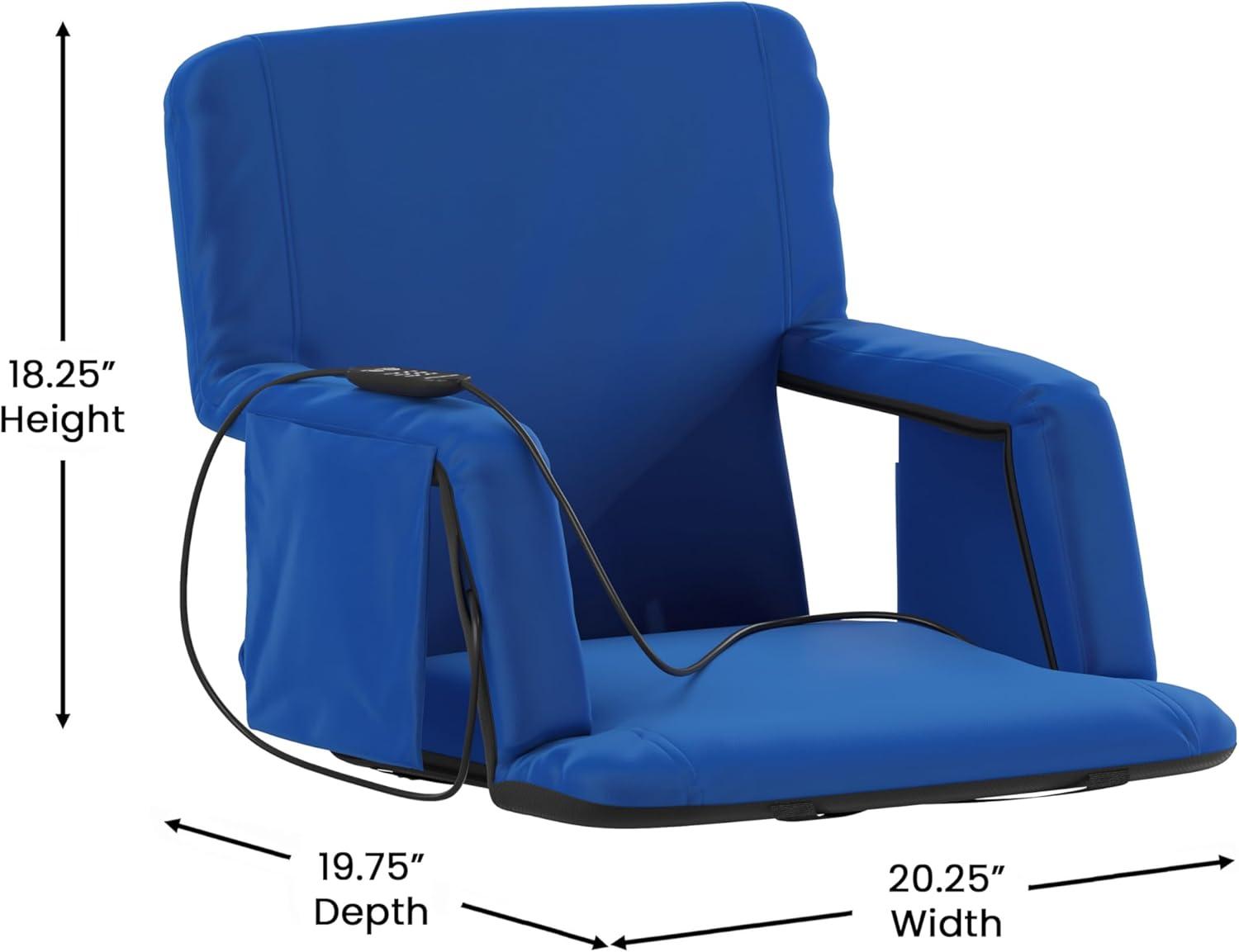 Flash Furniture Foldable Reclining Stadium Chair with Backpack Straps and Heated Seat - Blue