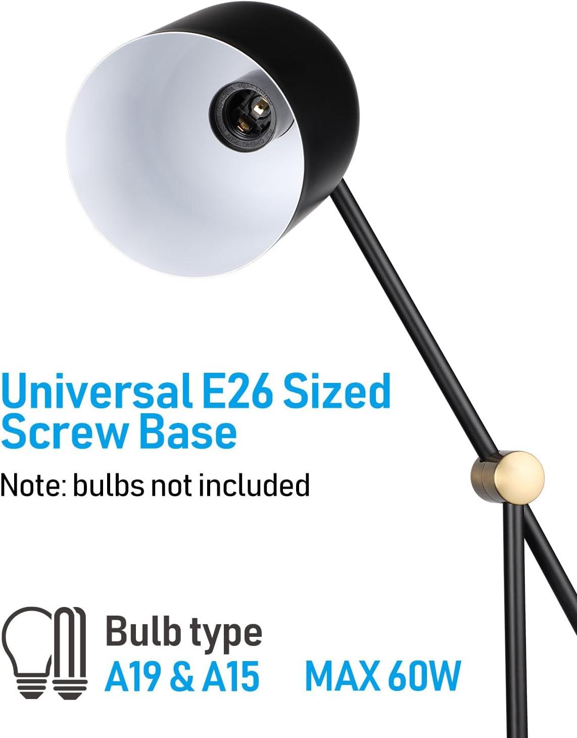 Adjustable Black and Gold Metal Desk Lamp with White Interior