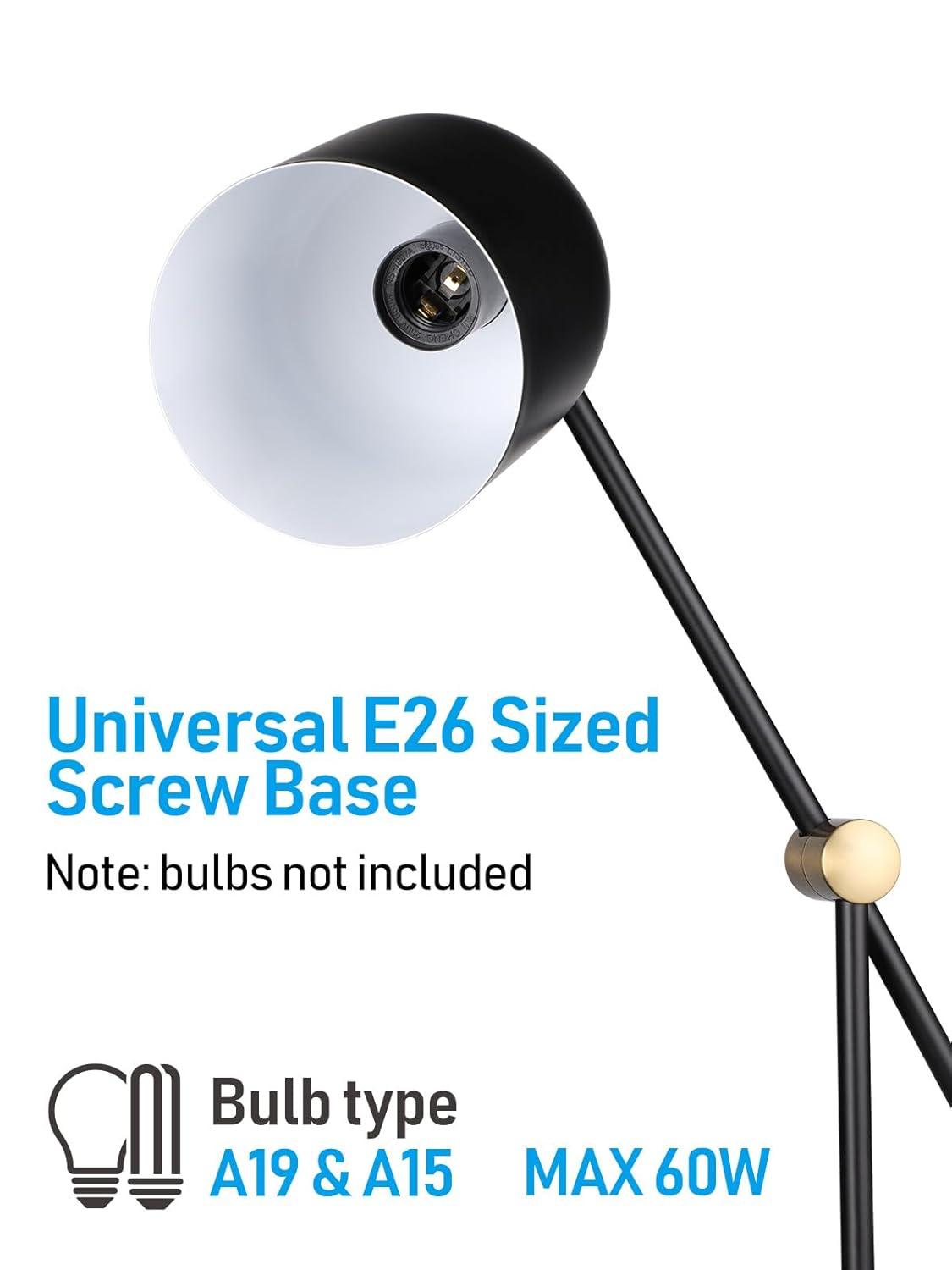 Adjustable Black and Gold Metal Desk Lamp with White Interior