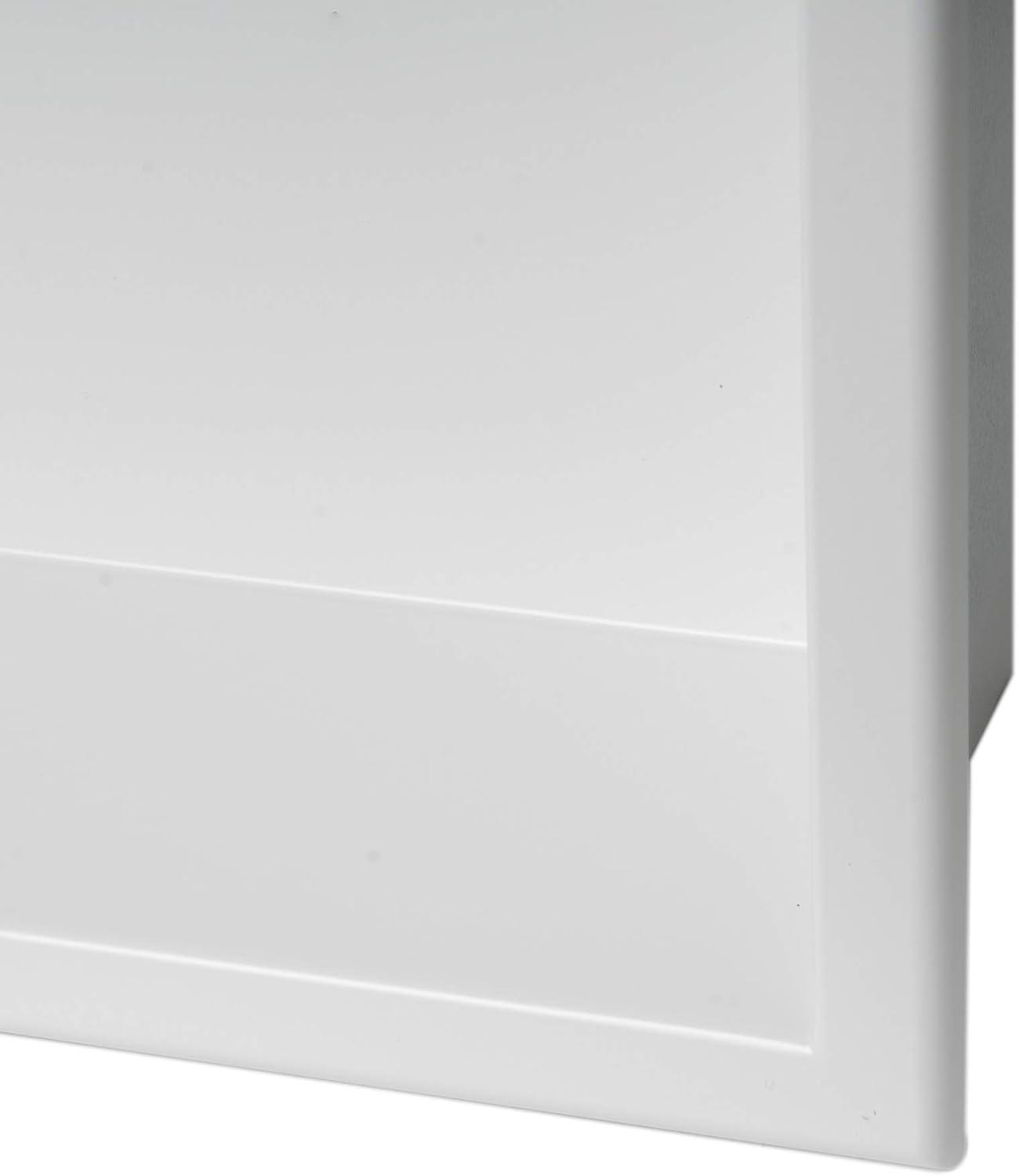 ALFI brand ABNC2412-W 24 x 12 White Matte Stainless Steel Horizontal Single Shelf Bath Shower Niche