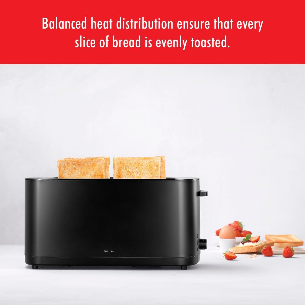 Black Digital 4-Slice Long Slot Toaster with Wide Slots