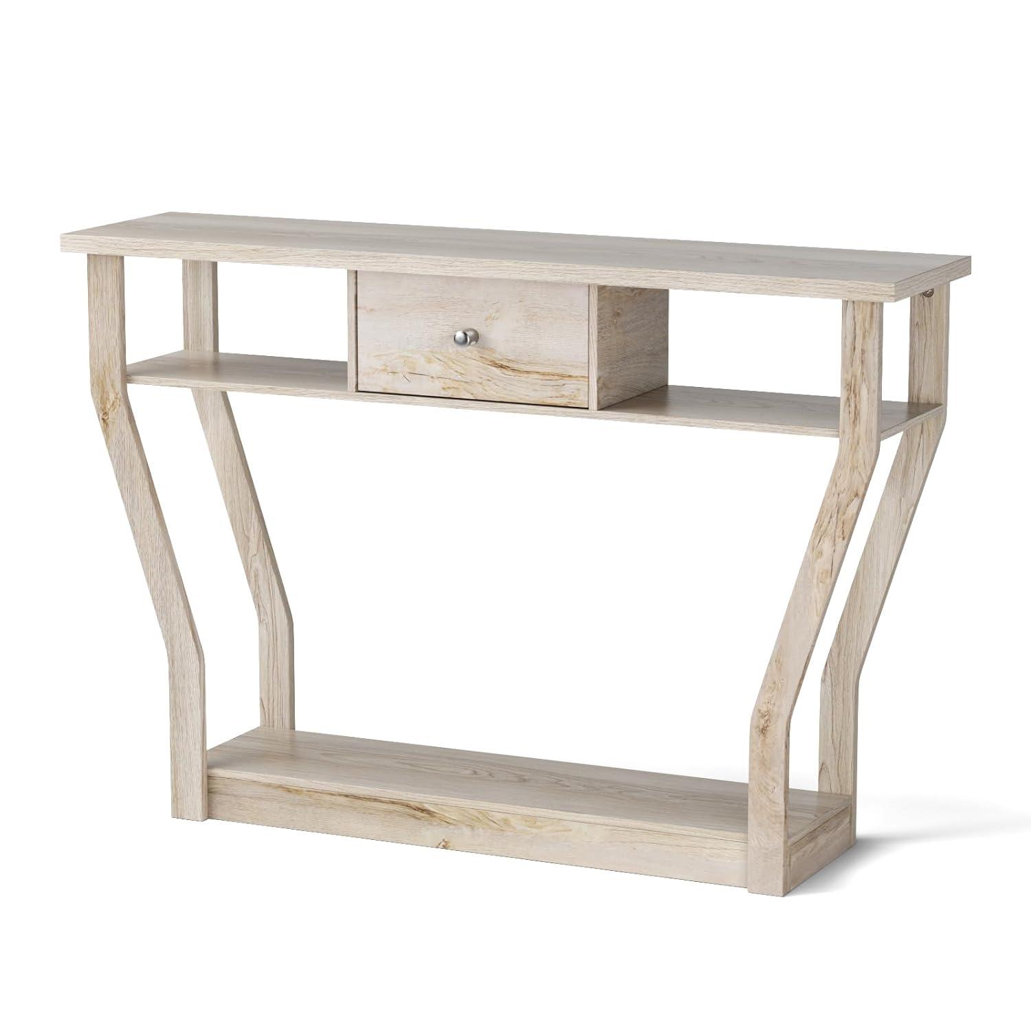 Costway Modern Sofa Accent Table with Drawer Entryway Hallway Hall Gray