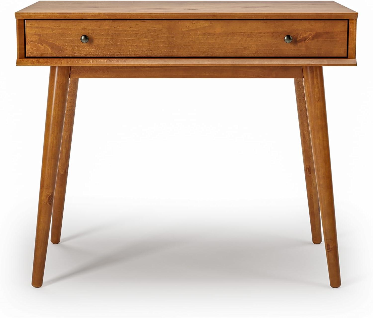Camaflexi Mid Century Modern Desk Solid Wood Writing Table for Small Spaces, Brown