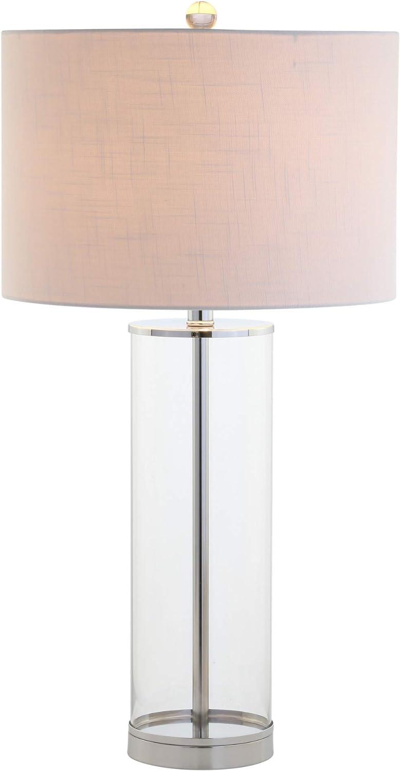 Harper 29" White Linen Shade Glass Table Lamp, Energy Efficient