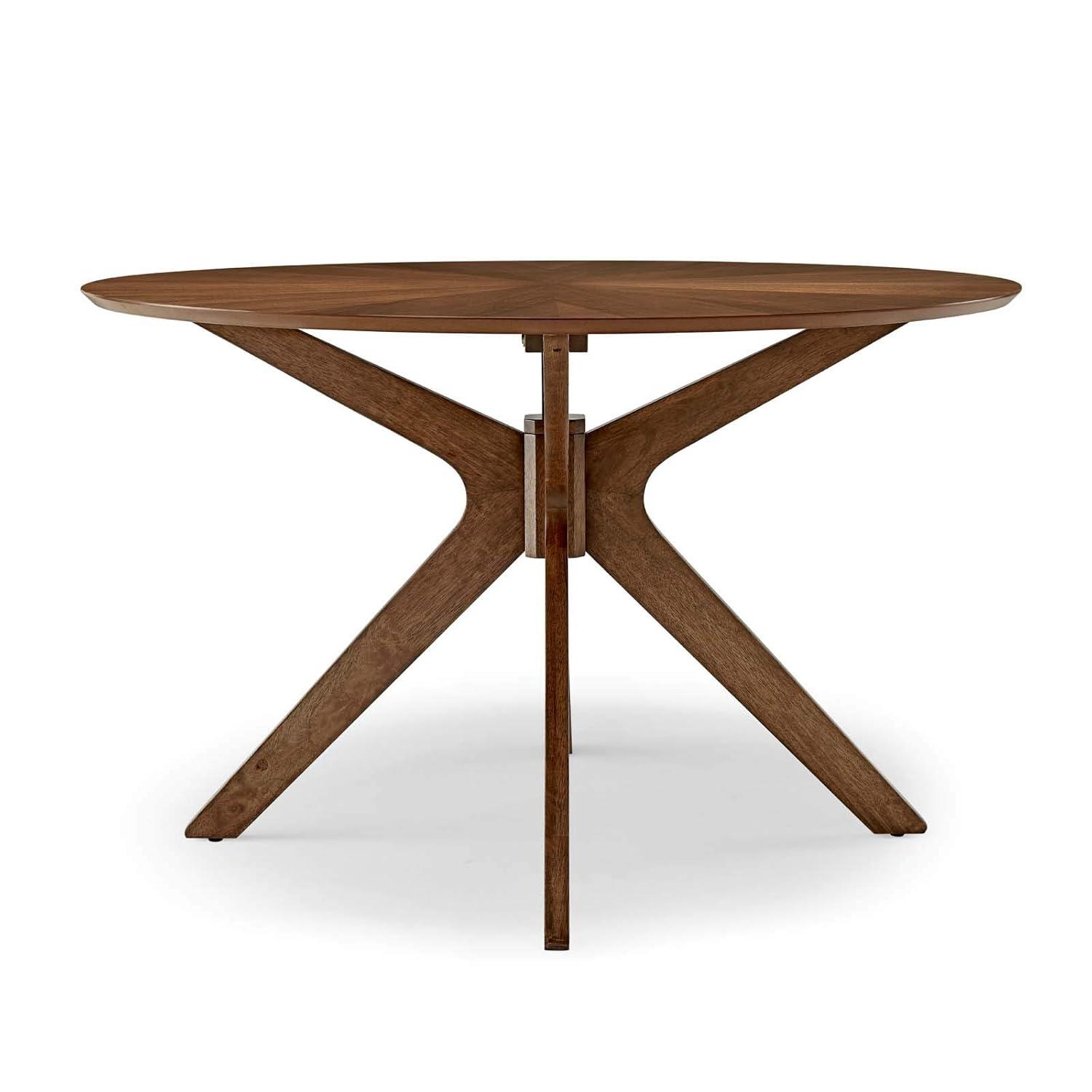 Modway 47" Crossroads Round Wood Dining Table Walnut: Mid-Century Modern, Seats 6, MDF Build